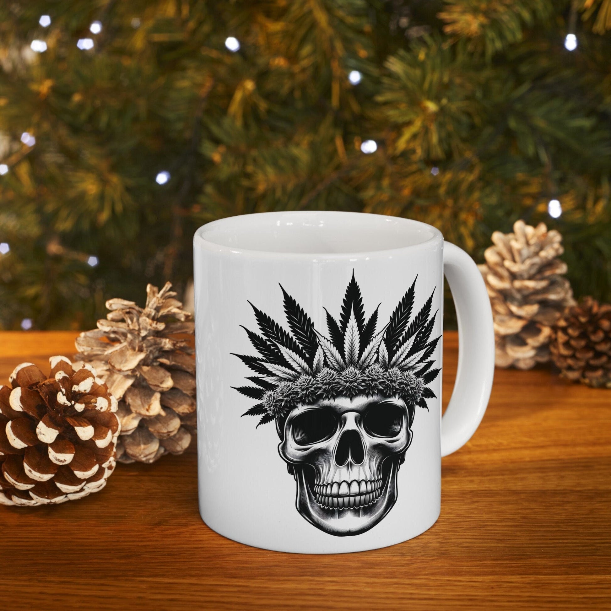 420 WEED SKULL MUG - Coffee Weed Mug (11oz) - Weed Gift for Stoners, Smokers; Wake & Bake Mug / 420 Weed Mug / Marijuana Gift, Cannabis Mug