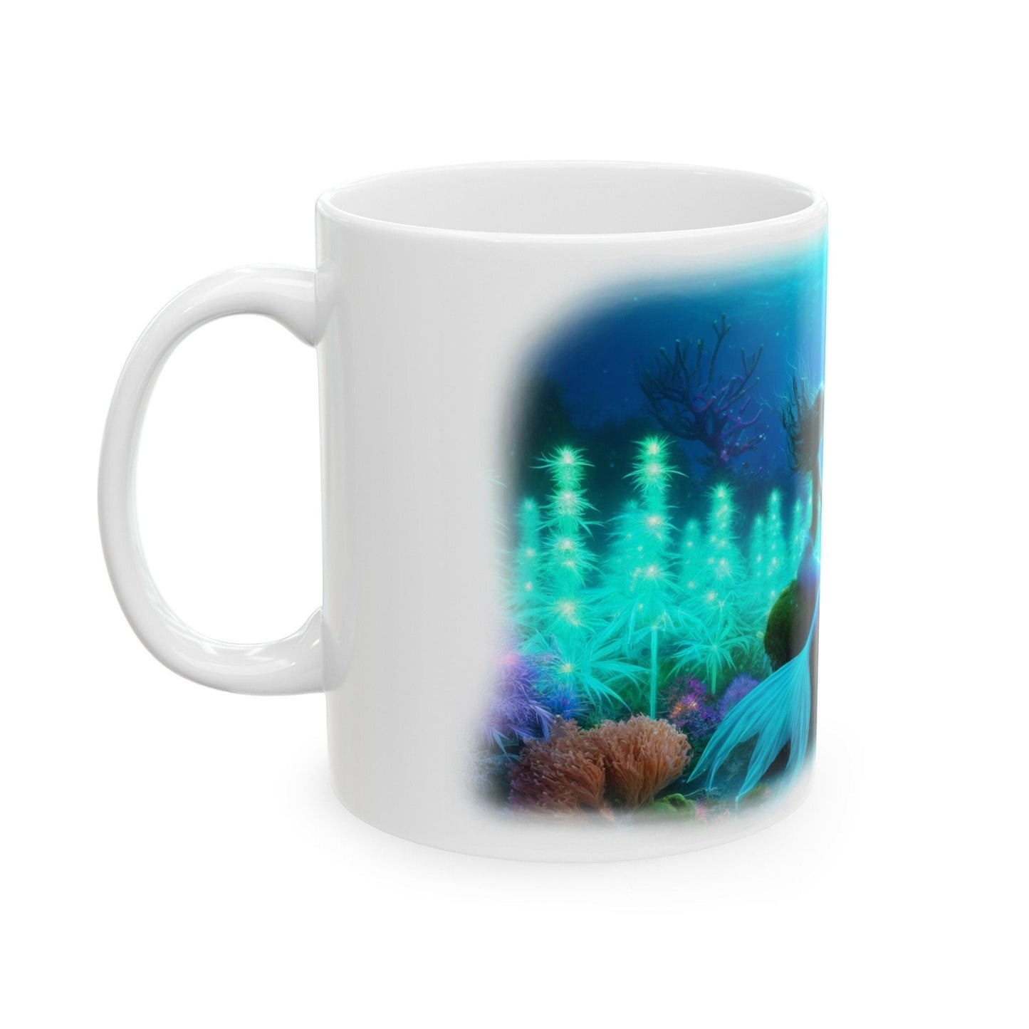UNDERWATER 420 MERMAID - Coffee Weed Mug (11oz) - Weed Stoner Gift, Smokers; Wake and Bake Mug / 420 Weed Mug / Marijuana Gift, Cannabis Mug