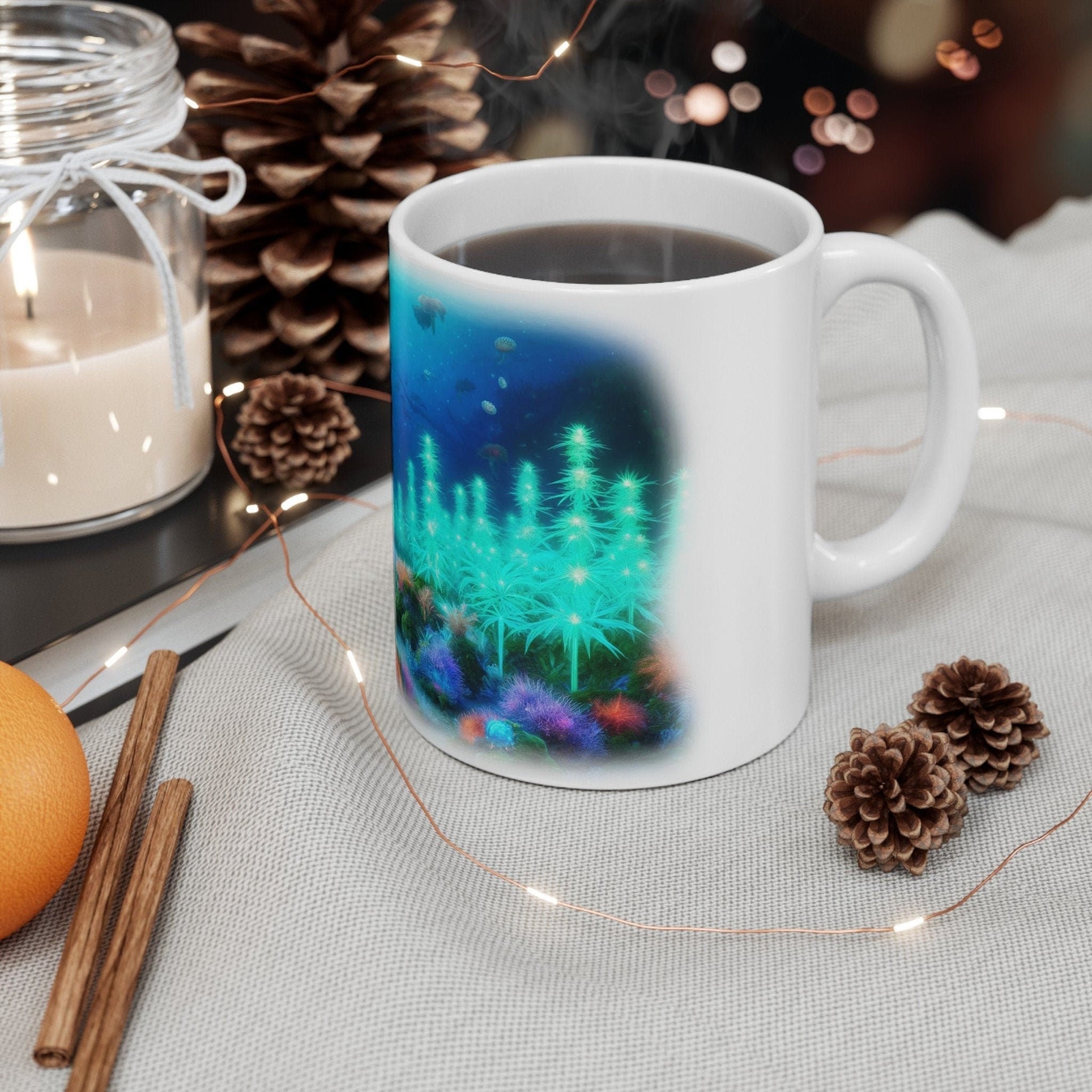 UNDERWATER 420 MERMAID - Coffee Weed Mug (11oz) - Weed Stoner Gift, Smokers; Wake and Bake Mug / 420 Weed Mug / Marijuana Gift, Cannabis Mug
