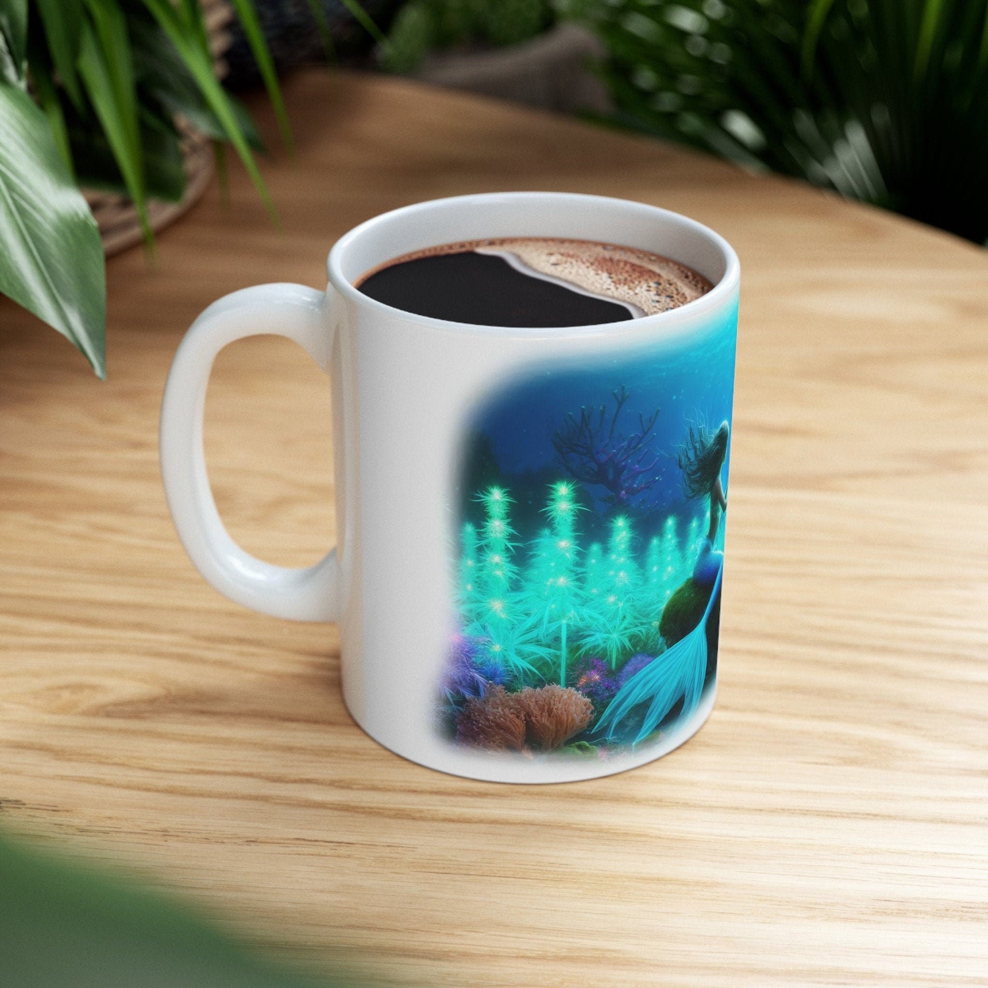 UNDERWATER 420 MERMAID - Coffee Weed Mug (11oz) - Weed Stoner Gift, Smokers; Wake and Bake Mug / 420 Weed Mug / Marijuana Gift, Cannabis Mug