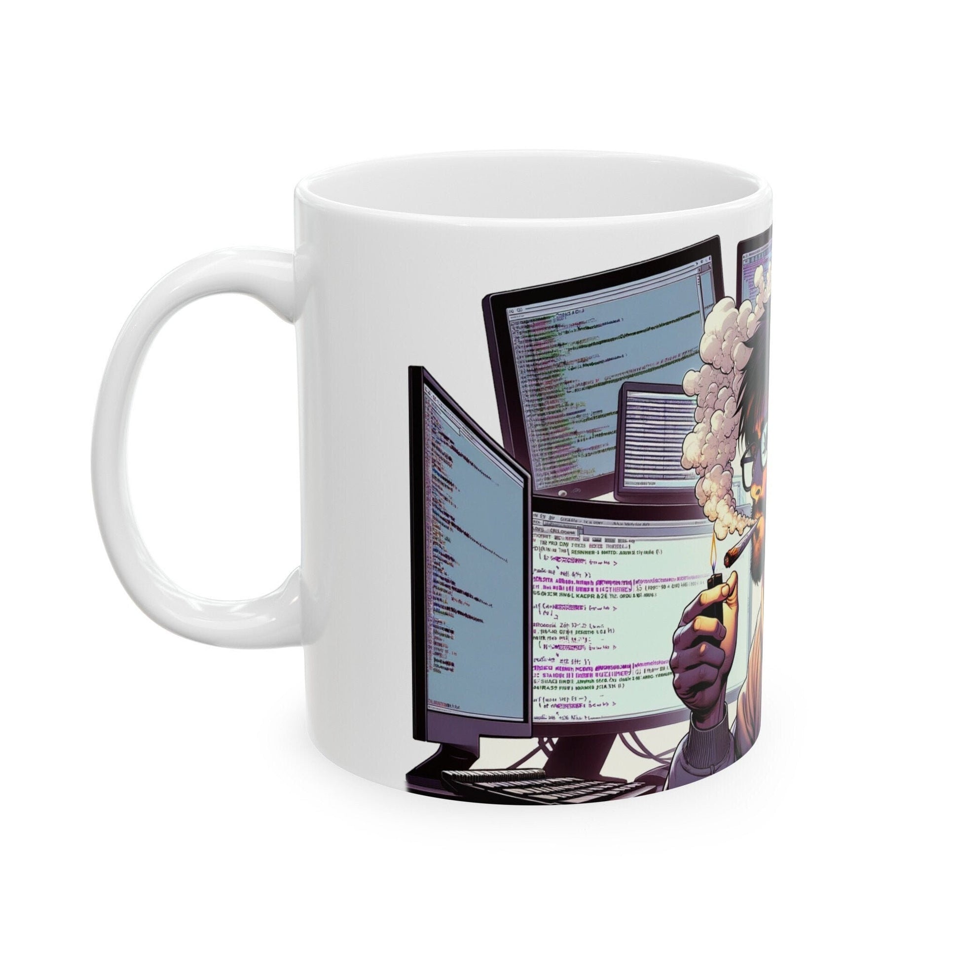 420 HACKER MUG - Coffee Weed Mug (11oz) - Weed Stoner Gift, Smokers; Wake & Bake Mug / 420 Mug / Marijuana Gift, Cannabis Mug, Nerd/Geek Mug