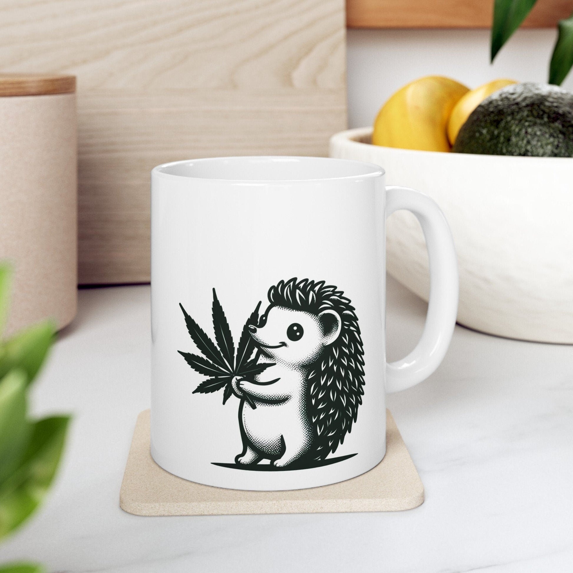 CUTE HEDGEHOG - 420 Coffee Weed Mug (11oz) - Weed Gift for Stoners, Smokers; Wake & Bake Mug / 420 Weed Mug / Marijuana Gift, Cannabis Mug