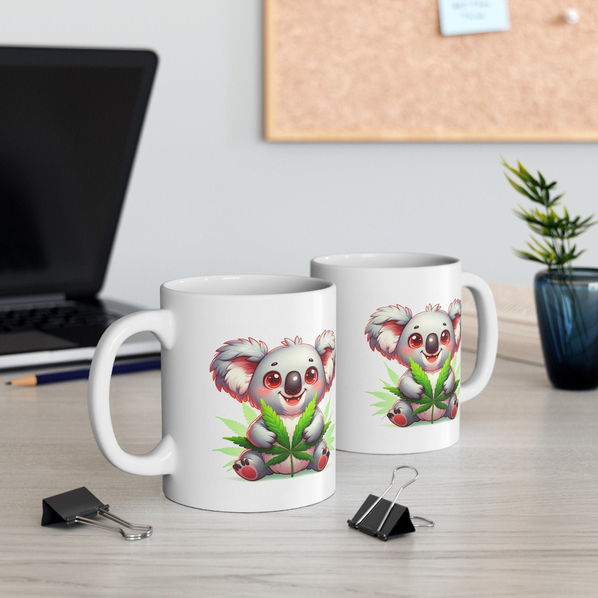 CUTE WEED KOALA - Coffee Weed Mug (11oz) - Weed Gift for Stoners; Smokers, Wake & Bake Mug / 420 Weed Mug / Marijuana Gift, 420 Cannabis Mug