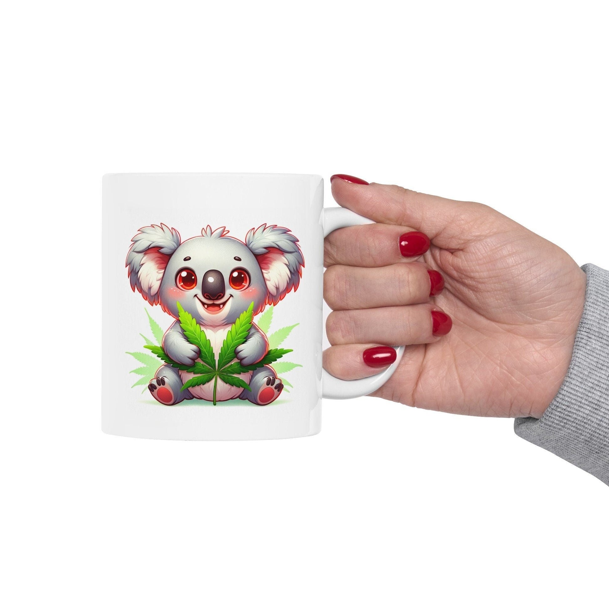 CUTE WEED KOALA - Coffee Weed Mug (11oz) - Weed Gift for Stoners; Smokers, Wake & Bake Mug / 420 Weed Mug / Marijuana Gift, 420 Cannabis Mug