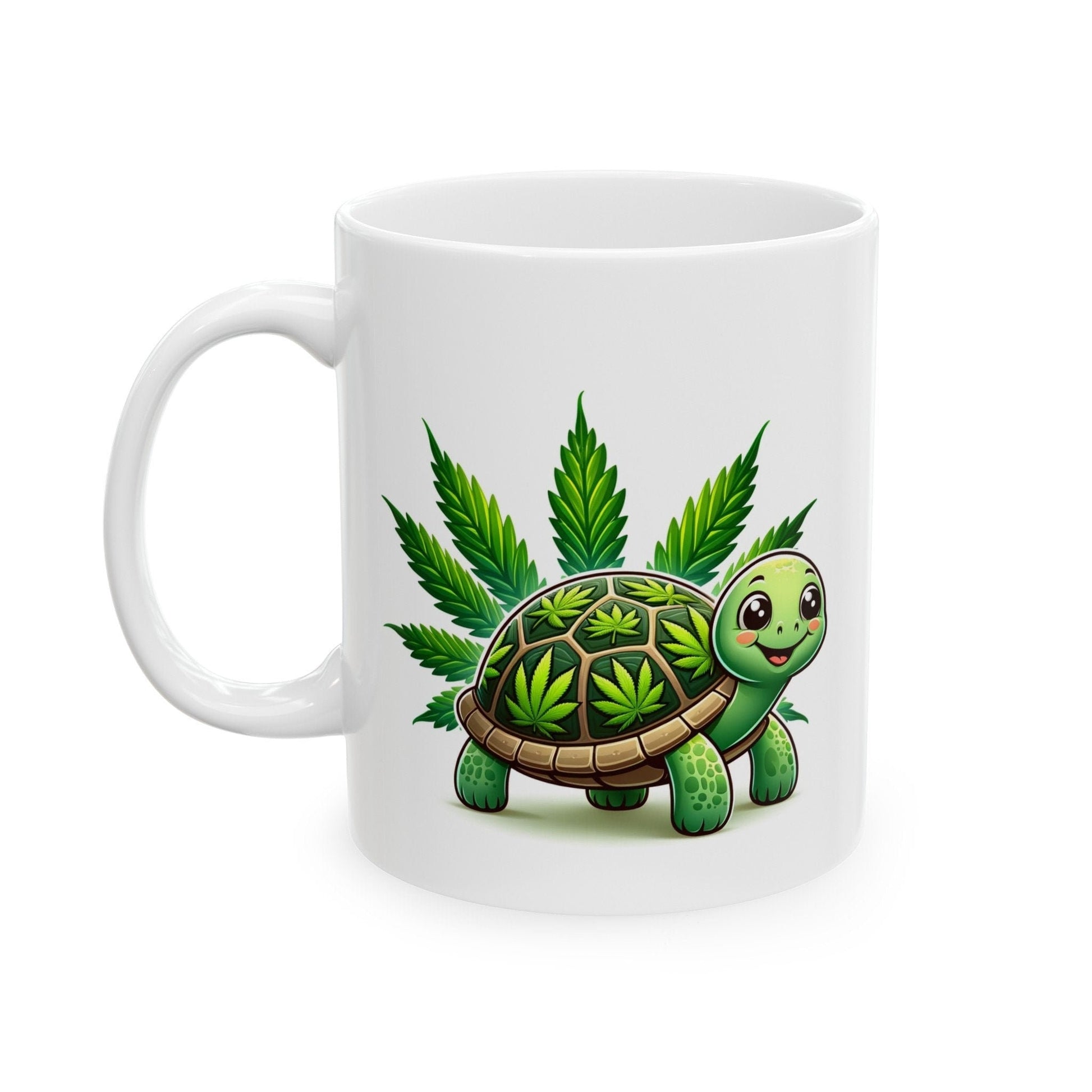 CUTE WEED TURTLE - Coffee Weed Mug (11oz) - Weed Gift for Stoners, Smoker; Wake & Bake Mug / 420 Weed Mug / Marijuana Gift, 420 Cannabis Mug