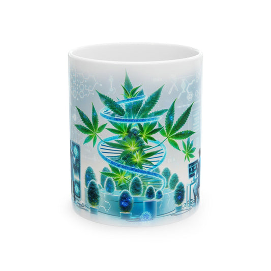 WEED GENETICS - Coffee Weed Mug (11oz) - Weed Gift for Stoners, Smokers; Wake and Bake Mug / 420 Weed Mug / Marijuana Gift, DNA Cannabis Mug