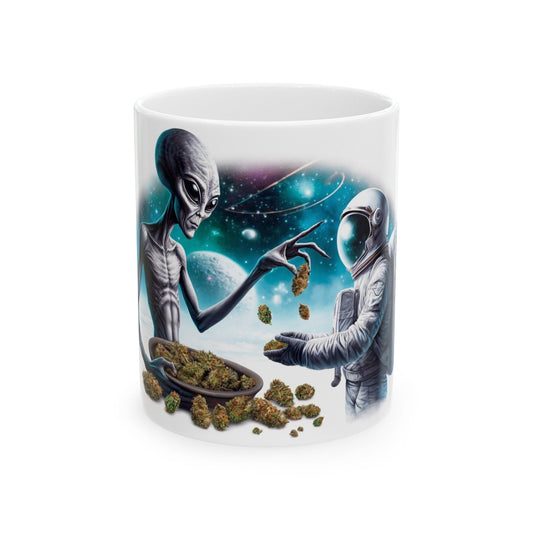 ALIEN WEED DEAL - Coffee Weed Mug (11oz) - Weed Gift for Stoners, Smoker; Wake & Bake Mug / 420 Weed Mug / Marijuana Gift, Weed Cannabis Mug