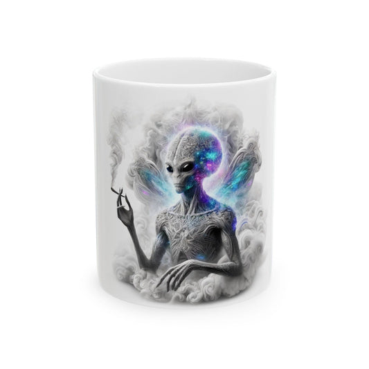 MYSTIC STONER ALIEN - Coffee Weed Mug (11oz) - Weed Gift for Stoners, Smokers; Wake & Bake Mug / 420 Weed Mug / Marijuana Gift, Cannabis Mug