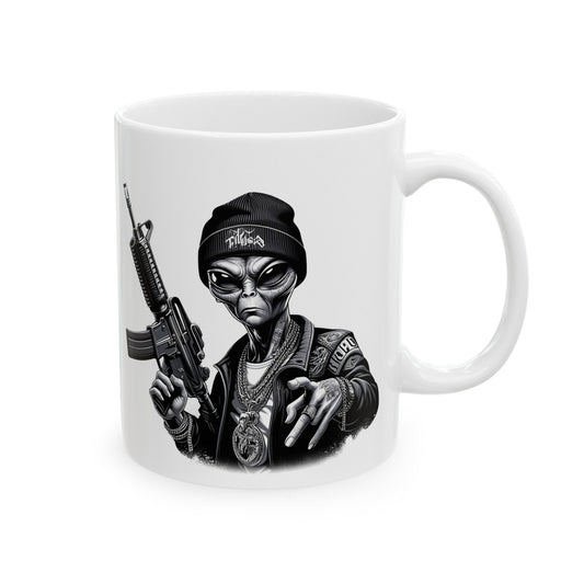 420 THUG ALIEN - Coffee Weed Mug (11oz) - Weed Gift for Stoners, Smoker; Wake & Bake Mug / 420 Weed Mug / Marijuana Gift, 420 Cannabis Mug