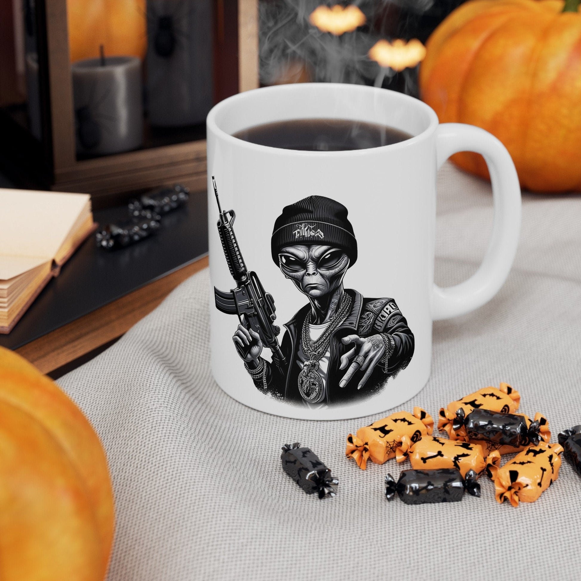 420 THUG ALIEN - Coffee Weed Mug (11oz) - Weed Gift for Stoners, Smoker; Wake & Bake Mug / 420 Weed Mug / Marijuana Gift, 420 Cannabis Mug