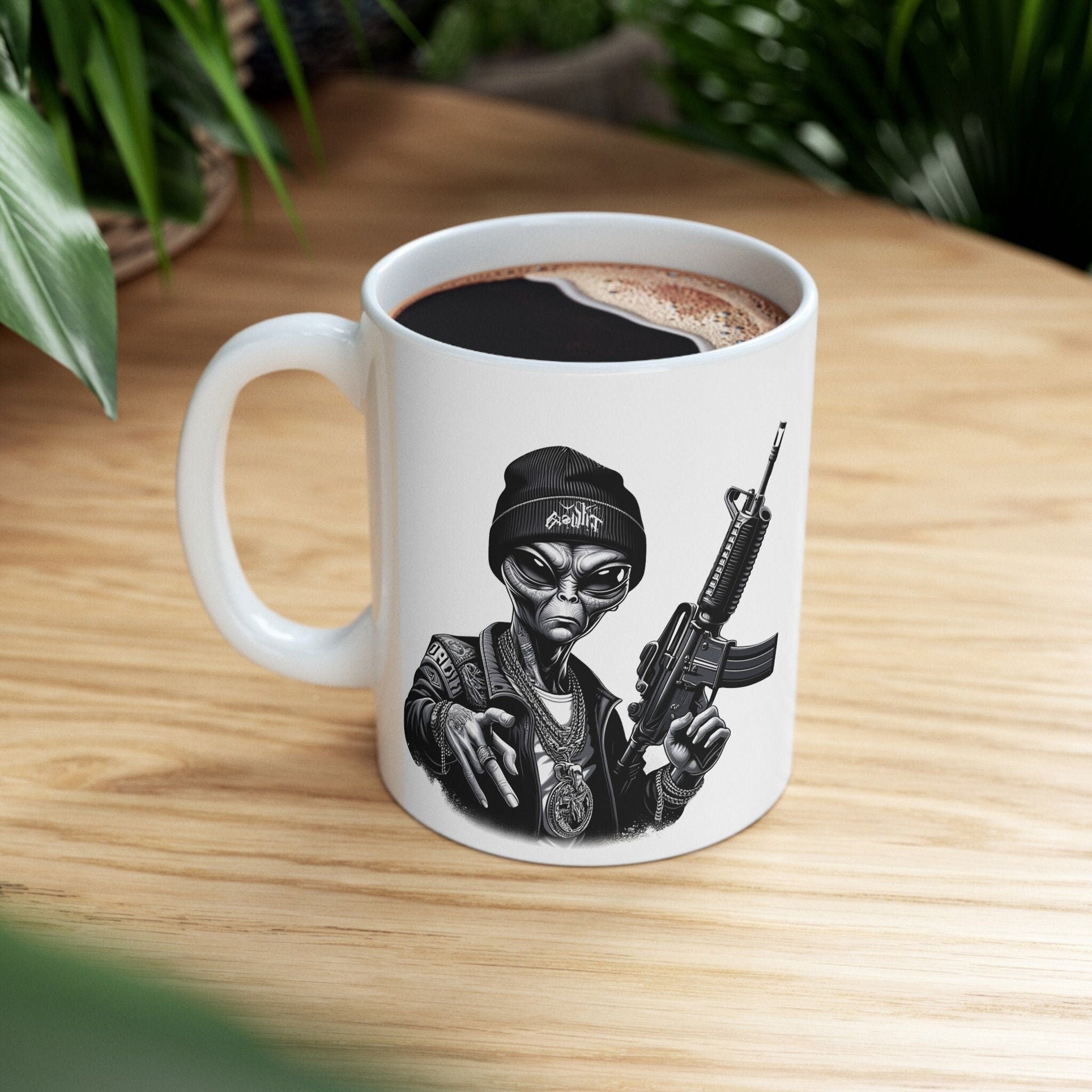 420 THUG ALIEN - Coffee Weed Mug (11oz) - Weed Gift for Stoners, Smoker; Wake & Bake Mug / 420 Weed Mug / Marijuana Gift, 420 Cannabis Mug
