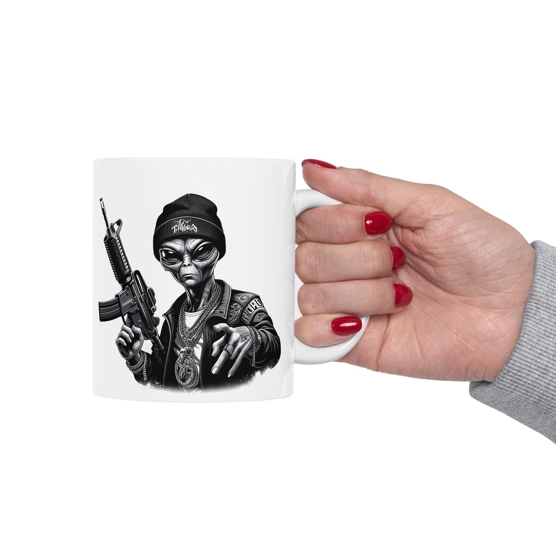 420 THUG ALIEN - Coffee Weed Mug (11oz) - Weed Gift for Stoners, Smoker; Wake & Bake Mug / 420 Weed Mug / Marijuana Gift, 420 Cannabis Mug