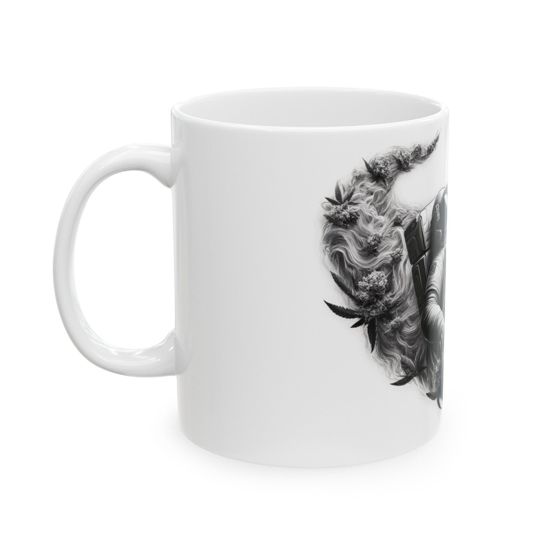 420 ASTRONAUT GLIDING - Coffee Weed Mug (11oz) - 420 Stoner Gift, Smoker; Wake & Bake Mug / 420 Weed Mug / Marijuana Gift, Weed Cannabis Mug