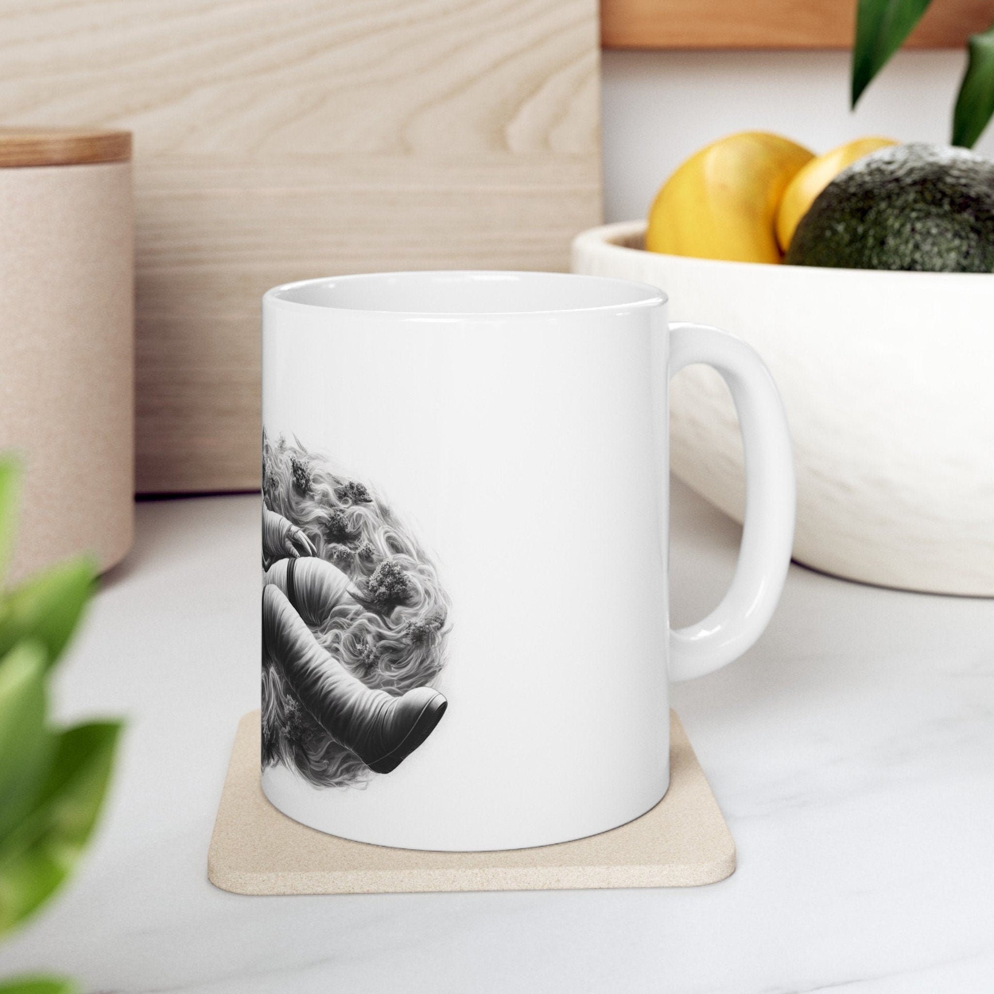 420 ASTRONAUT GLIDING - Coffee Weed Mug (11oz) - 420 Stoner Gift, Smoker; Wake & Bake Mug / 420 Weed Mug / Marijuana Gift, Weed Cannabis Mug