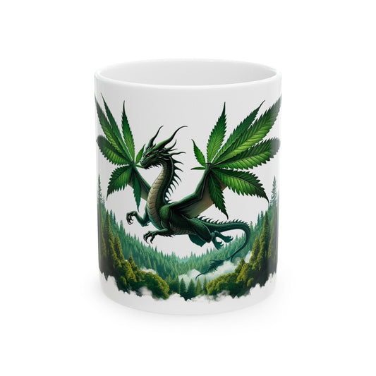 WEED DRAGON - Coffee Weed Mug (11oz) - Weed Stoner Gift, Smokers; Wake & Bake Mug / 420 Weed Mug / Marijuana Gift, Cannabis Mug, Dragon Mug