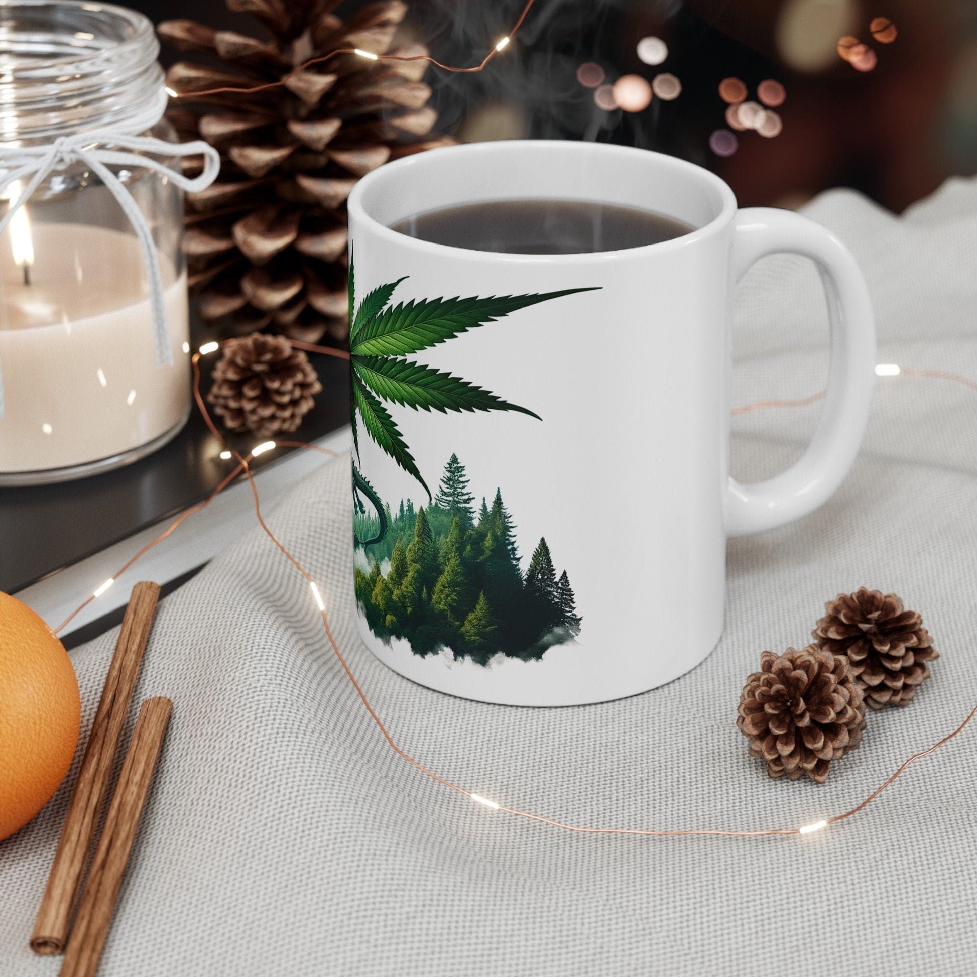 WEED DRAGON - Coffee Weed Mug (11oz) - Weed Stoner Gift, Smokers; Wake & Bake Mug / 420 Weed Mug / Marijuana Gift, Cannabis Mug, Dragon Mug