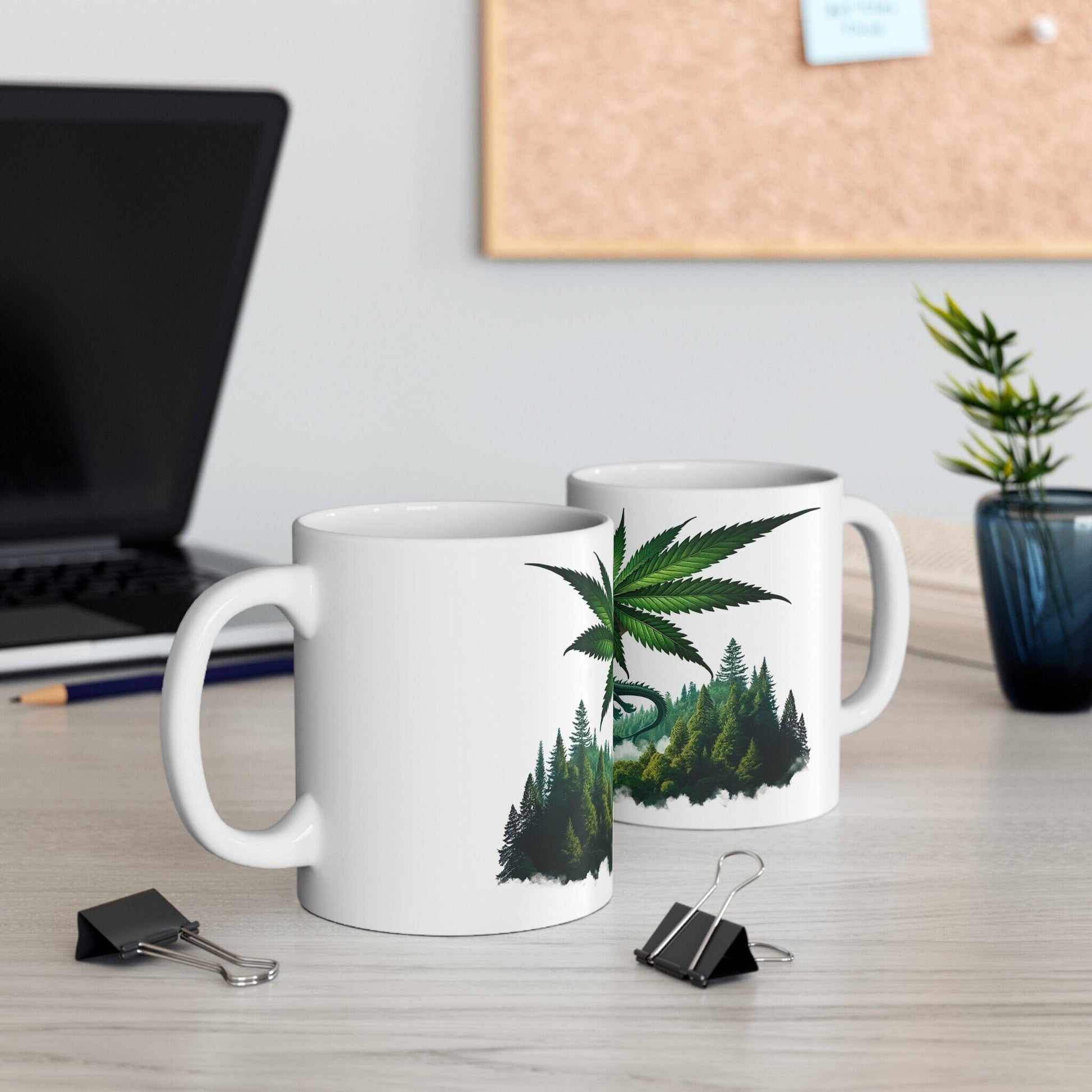 WEED DRAGON - Coffee Weed Mug (11oz) - Weed Stoner Gift, Smokers; Wake & Bake Mug / 420 Weed Mug / Marijuana Gift, Cannabis Mug, Dragon Mug