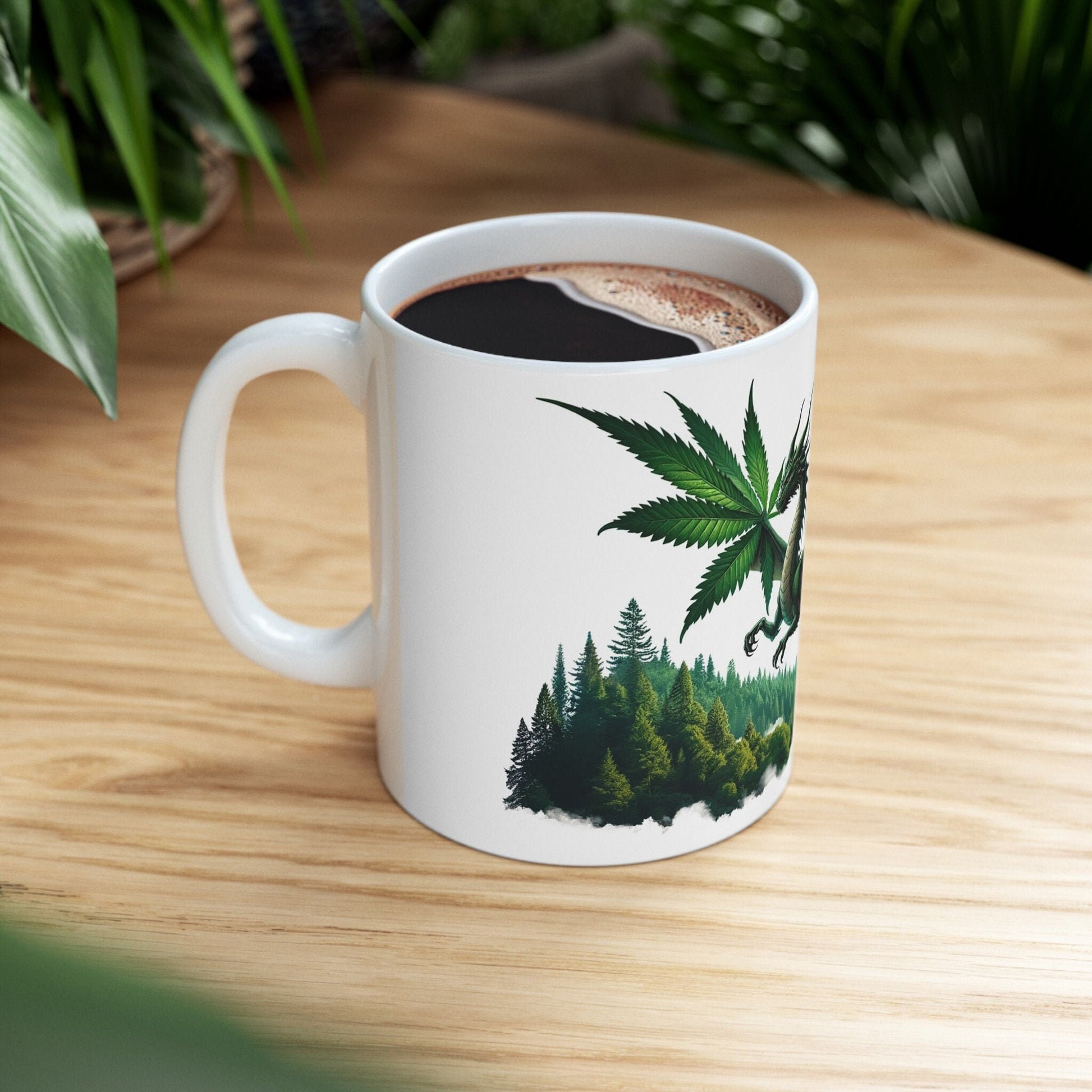 WEED DRAGON - Coffee Weed Mug (11oz) - Weed Stoner Gift, Smokers; Wake & Bake Mug / 420 Weed Mug / Marijuana Gift, Cannabis Mug, Dragon Mug