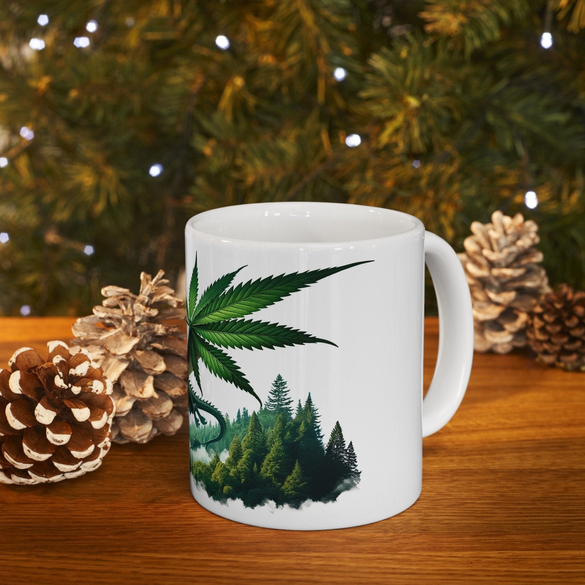 WEED DRAGON - Coffee Weed Mug (11oz) - Weed Stoner Gift, Smokers; Wake & Bake Mug / 420 Weed Mug / Marijuana Gift, Cannabis Mug, Dragon Mug