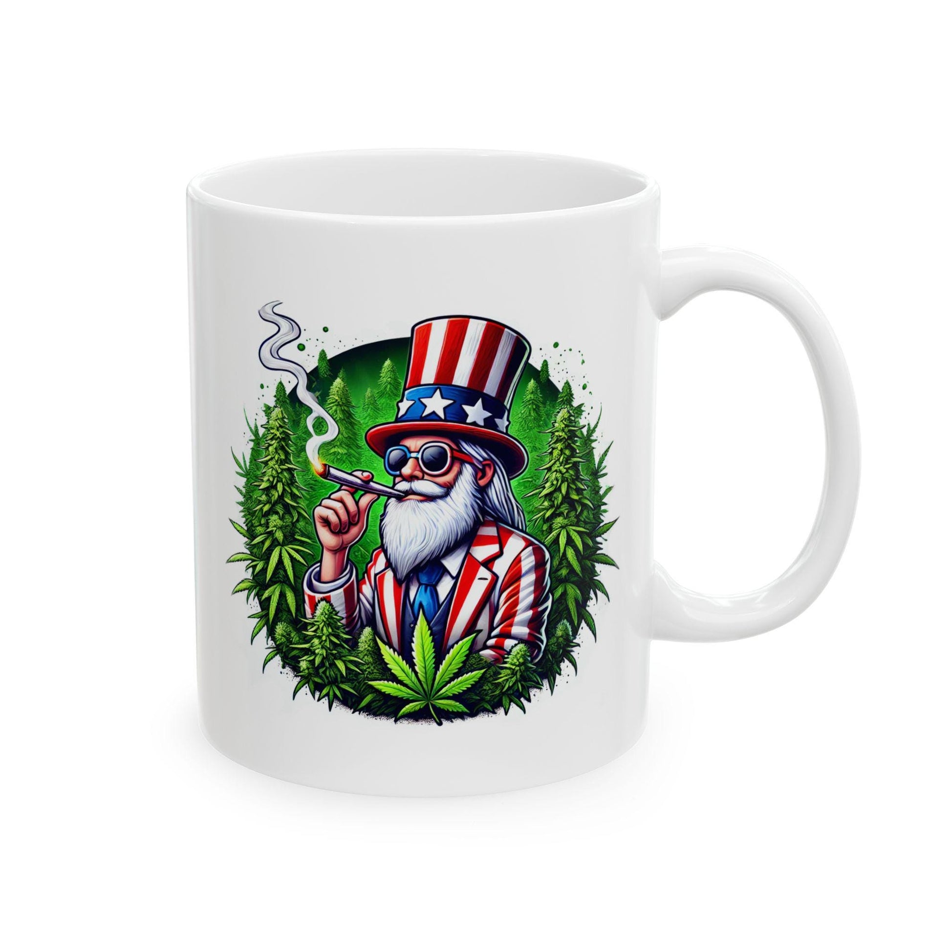 420 UNCLE SAM - Weed Coffee Mug (11oz) - 4th of July Gift for Stoners, Smokers, Growers; Wake & Bake / 420 America Mug / Uncle Sam Mug