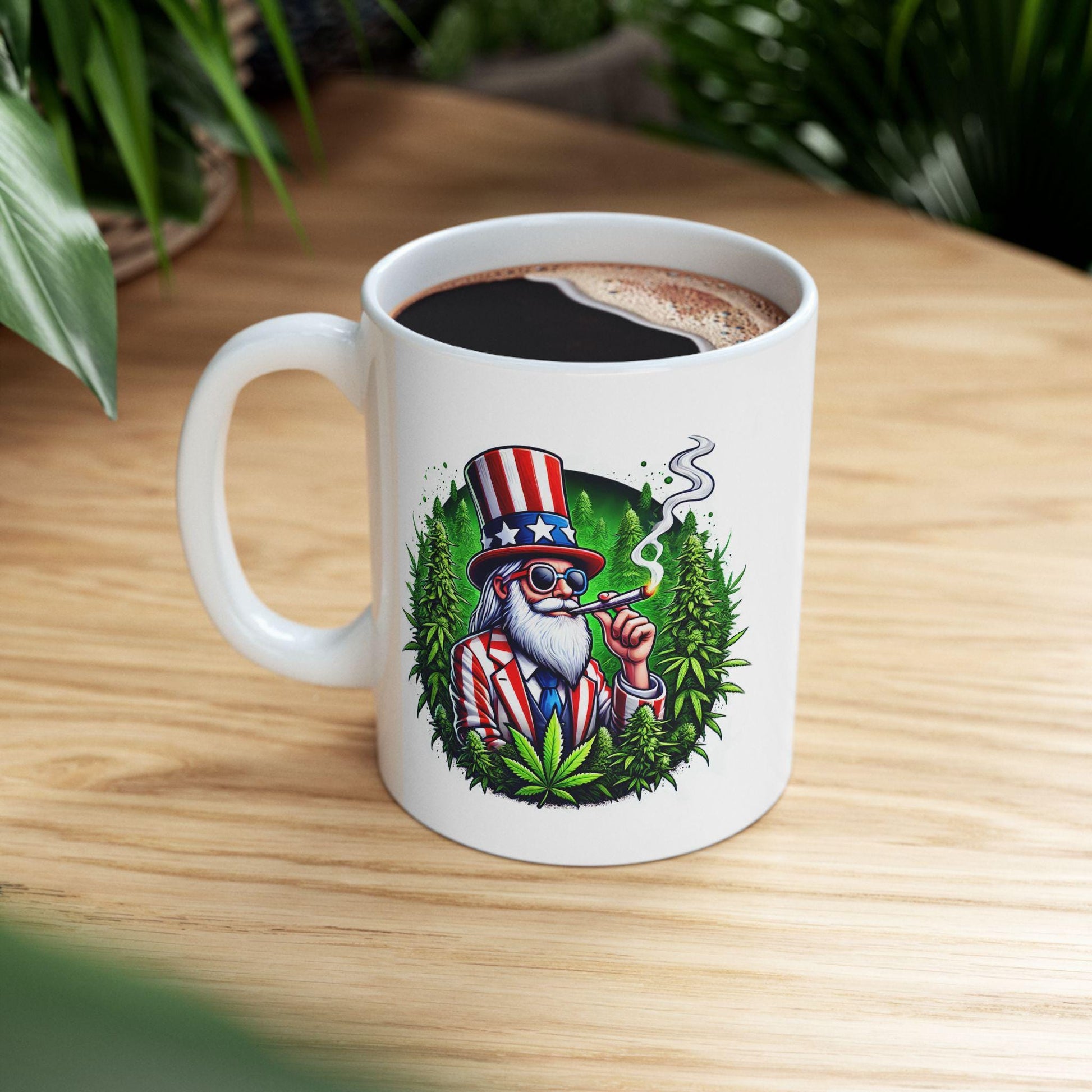 420 UNCLE SAM - Weed Coffee Mug (11oz) - 4th of July Gift for Stoners, Smokers, Growers; Wake & Bake / 420 America Mug / Uncle Sam Mug