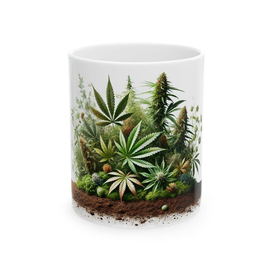 EARTHY WEED - Weed Coffee Mug (11oz) - Earth Day Gift for Stoners, Weed Smokers, Growers; Wake & Bake / 420 Cannabis Mug / Earth Day Mug