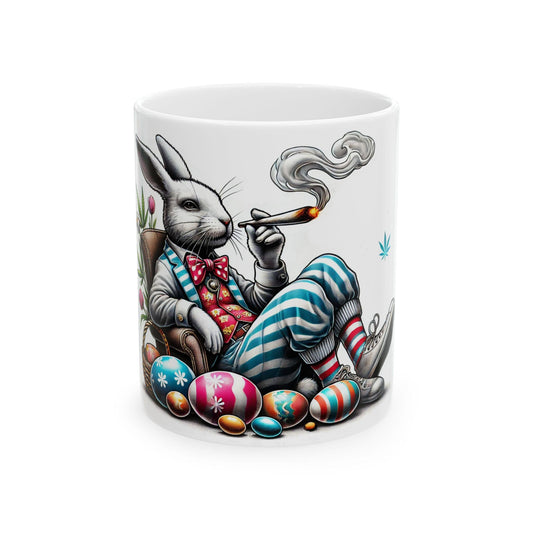 STONER EASTER BUNNY - Weed Coffee Mug (11oz) - Easter Gift for Stoners, Smokers; Wake & Bake / 420 Weed Mug / Easter Mug, Holiday Gift
