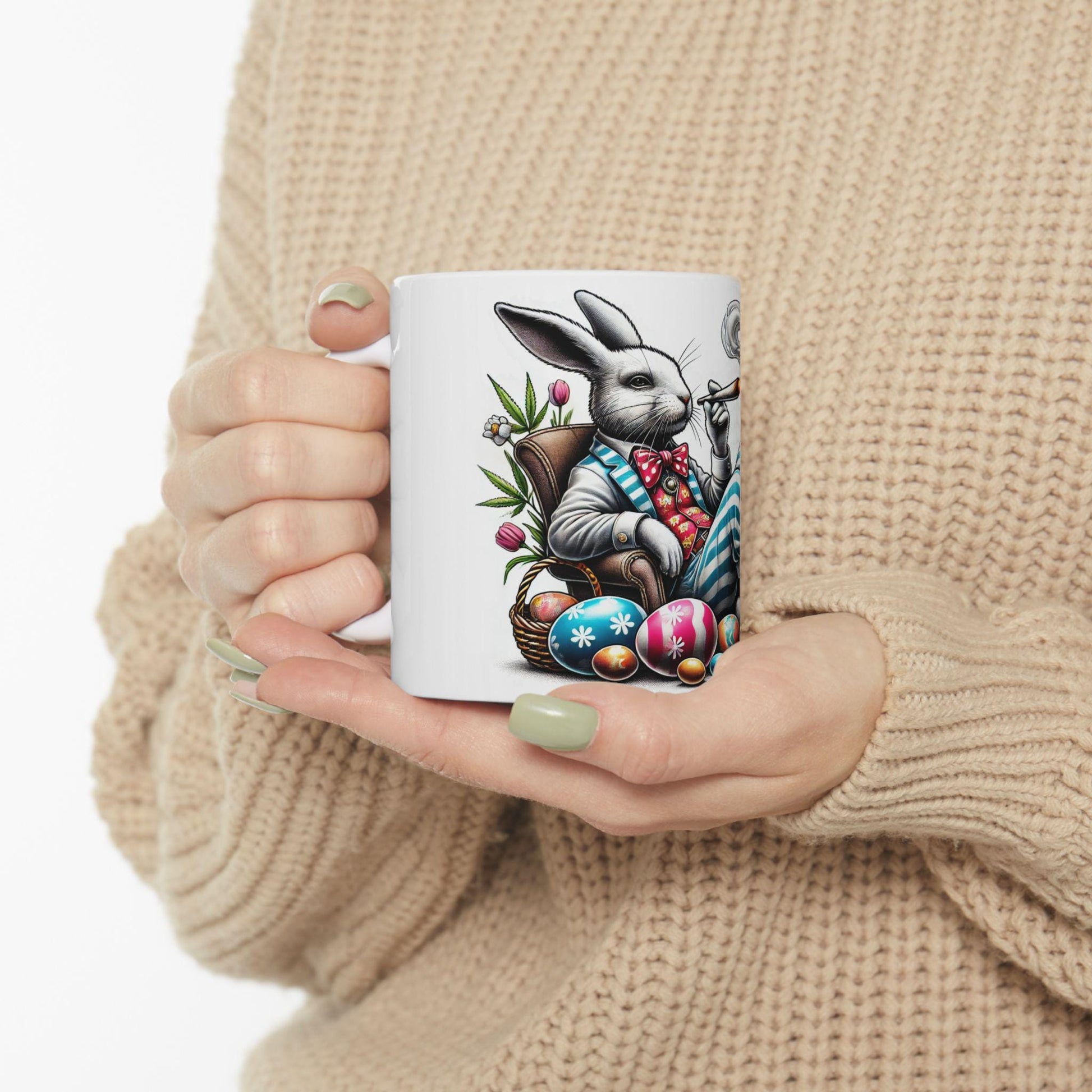 STONER EASTER BUNNY - Weed Coffee Mug (11oz) - Easter Gift for Stoners, Smokers; Wake & Bake / 420 Weed Mug / Easter Mug, Holiday Gift