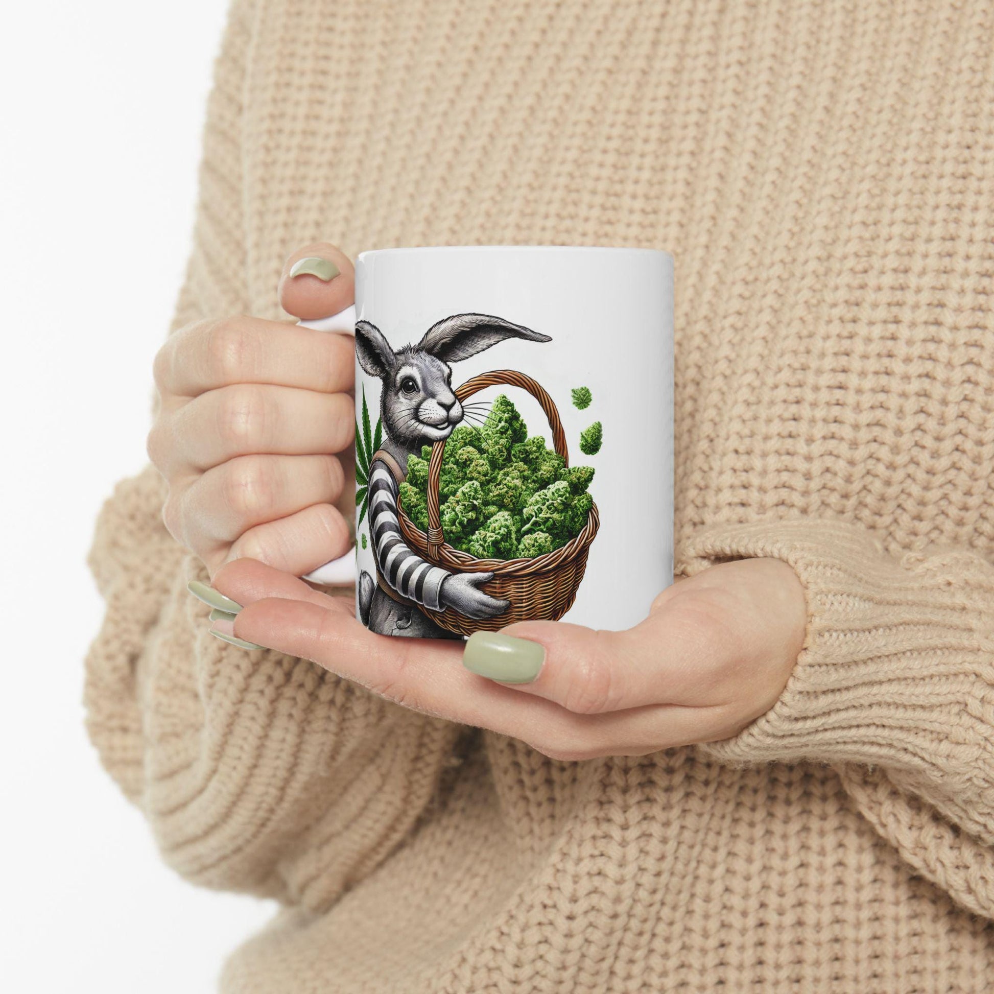 420 EASTER BUNNY - Weed Coffee Mug (11oz) - Easter Gift for Stoners, Weed Smokers, Growers; Wake & Bake / 420 Cannabis Mug / Easter Mug