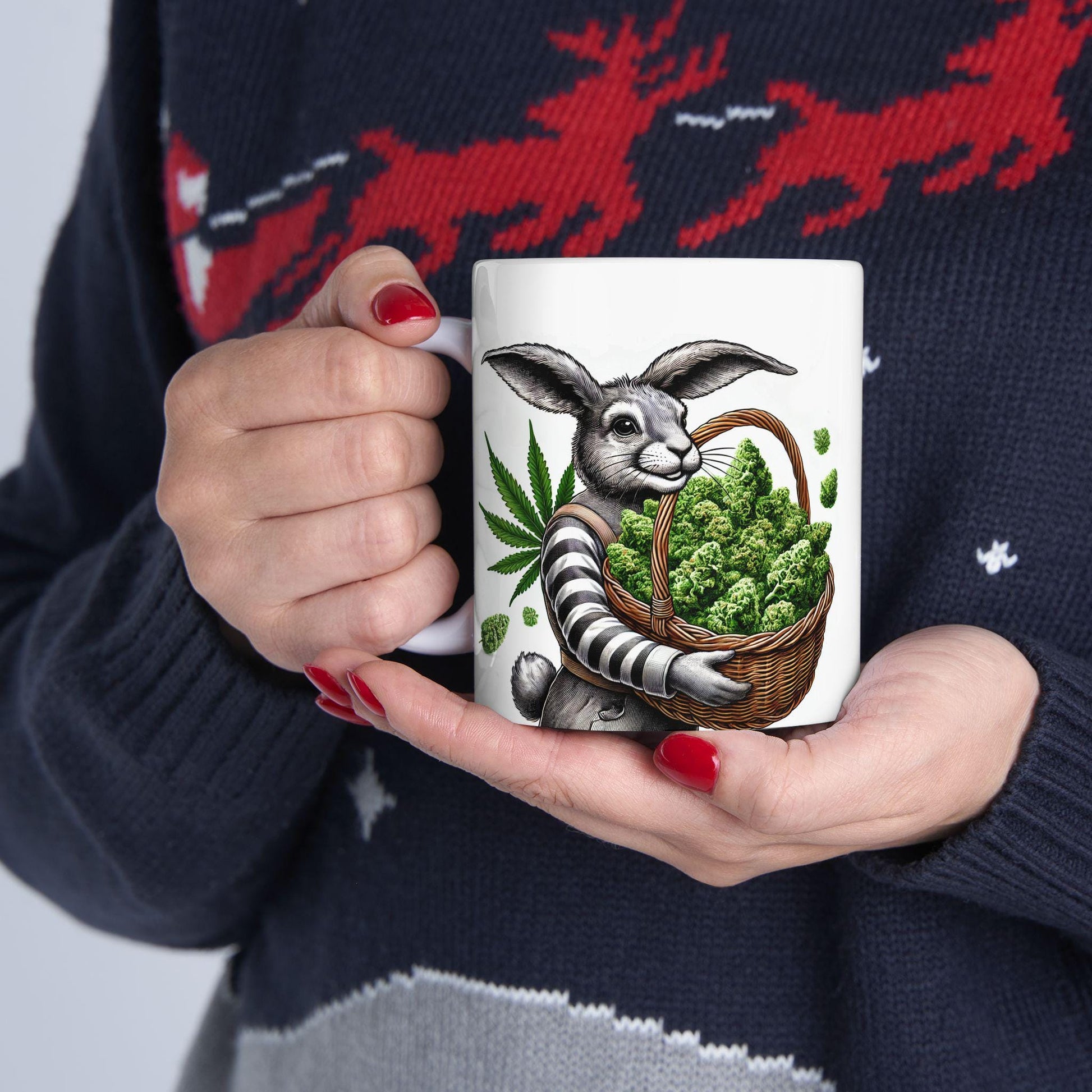 420 EASTER BUNNY - Weed Coffee Mug (11oz) - Easter Gift for Stoners, Weed Smokers, Growers; Wake & Bake / 420 Cannabis Mug / Easter Mug