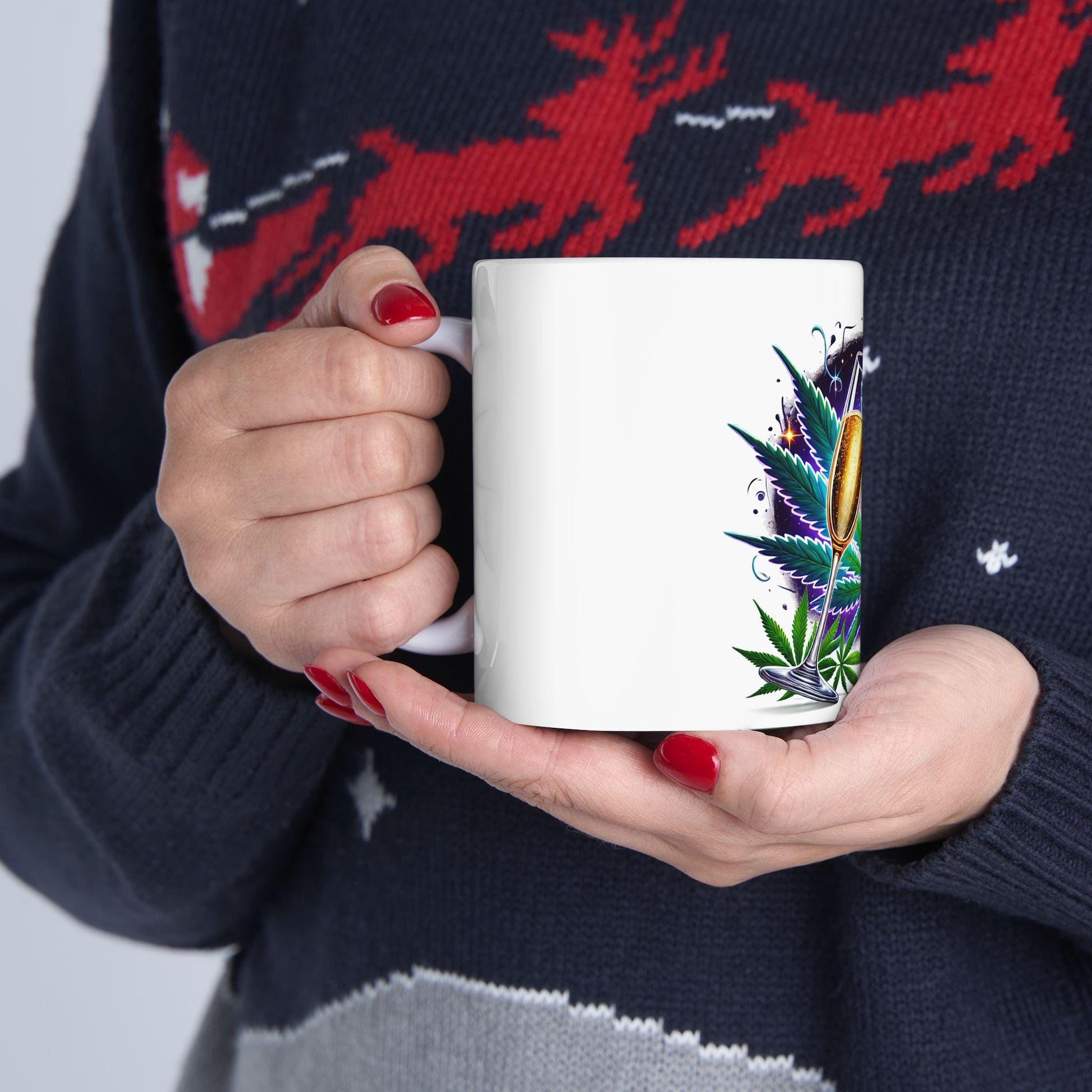 420 CHEERS - Weed Coffee Mug (11oz) - Stoner Gift for New Years, Birthdays, Celebrations; Wake & Bake / 420 Cannabis Mug / Celebration Mug