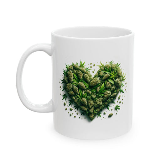 WEED HEART - Weed Coffee Mug (11oz) - Stoner Gift for Couples, Gift for Girlfriend/Boyfriend; Wake & Bake / Weed Mug / Valentines Day Mug
