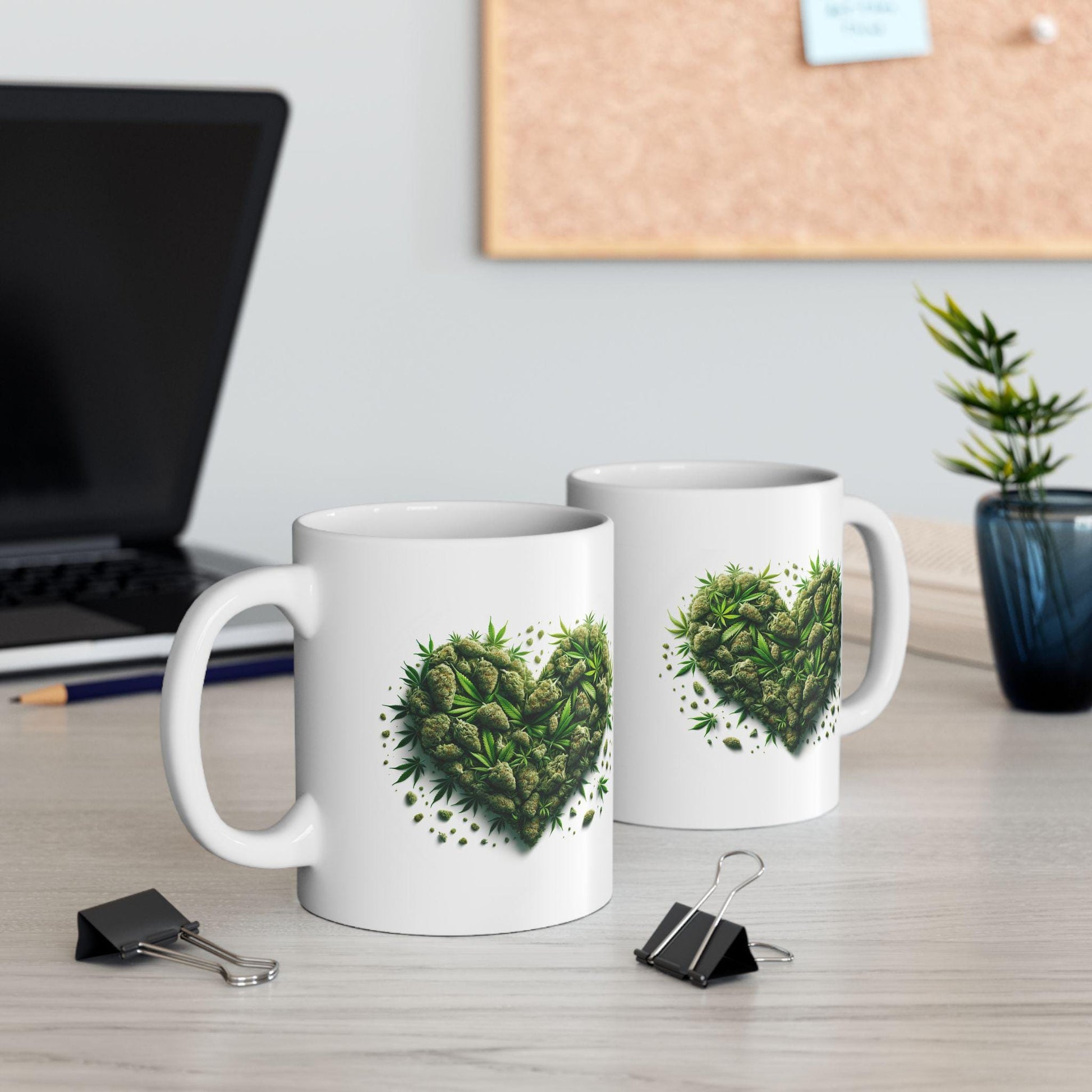 WEED HEART - Weed Coffee Mug (11oz) - Stoner Gift for Couples, Gift for Girlfriend/Boyfriend; Wake & Bake / Weed Mug / Valentines Day Mug