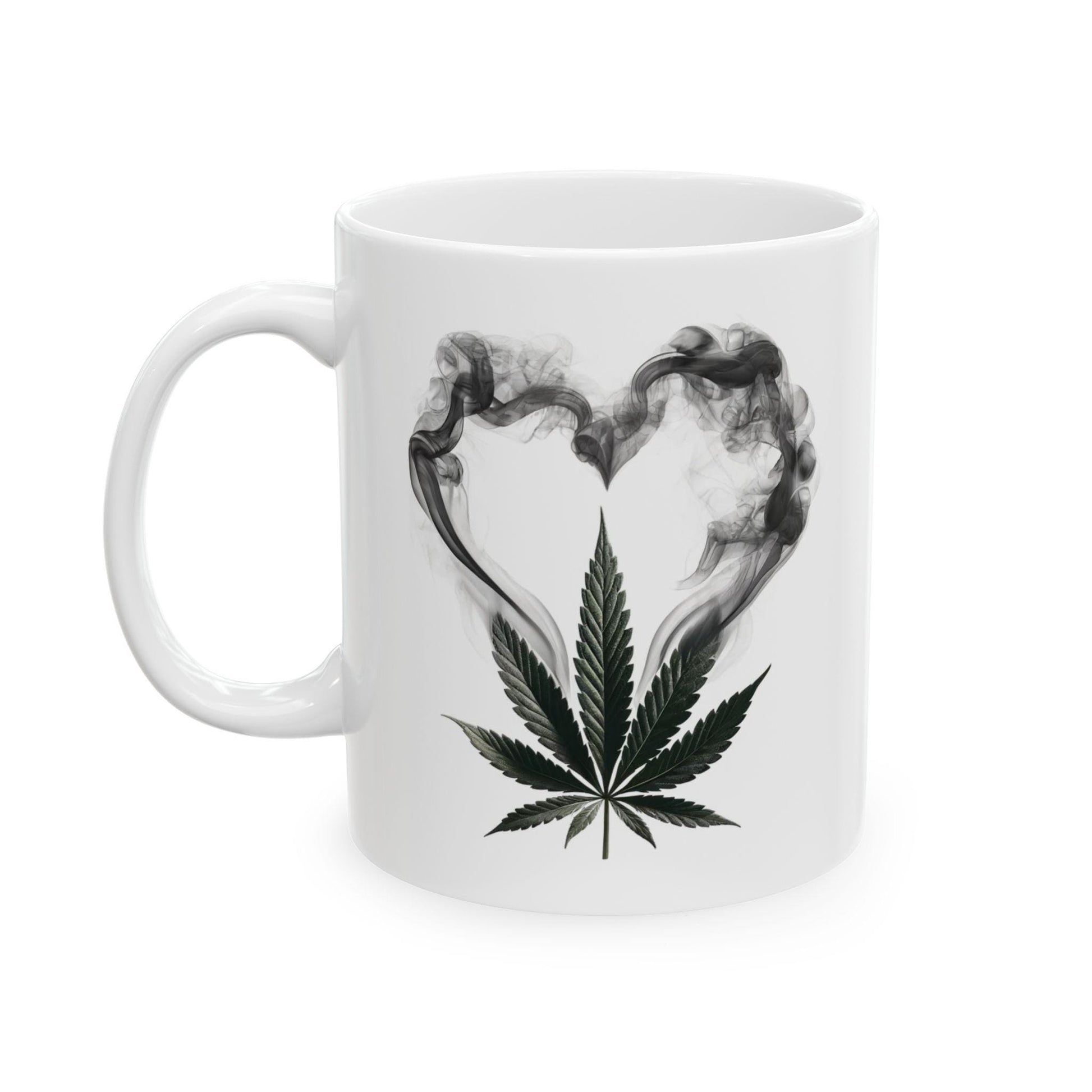 420 SMOKE HEART - Weed Coffee Mug (11oz) - Stoner Gift for Couples, Gift for Girlfriend/Boyfriend; Wake & Bake / 420 Valentines Day Mug