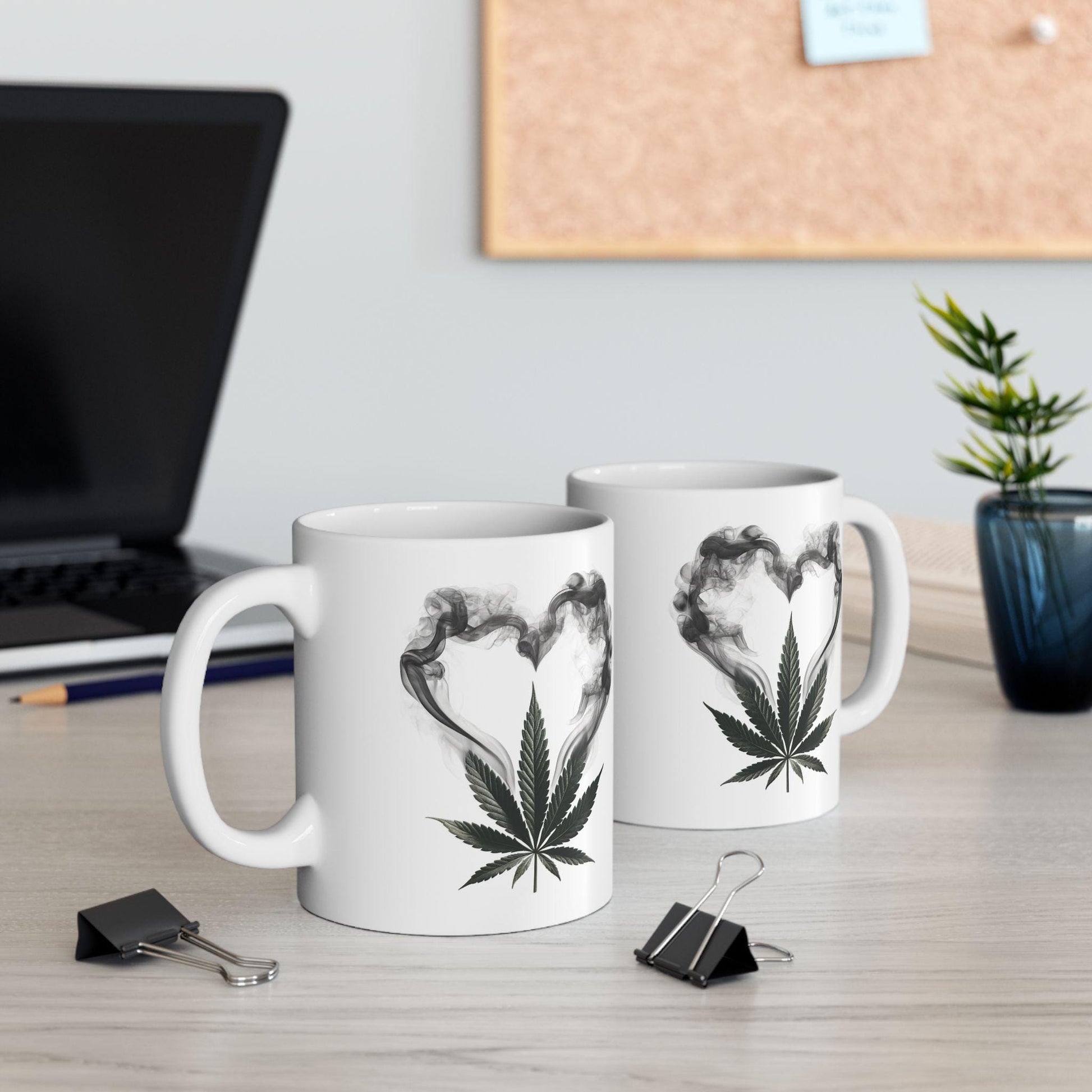 420 SMOKE HEART - Weed Coffee Mug (11oz) - Stoner Gift for Couples, Gift for Girlfriend/Boyfriend; Wake & Bake / 420 Valentines Day Mug