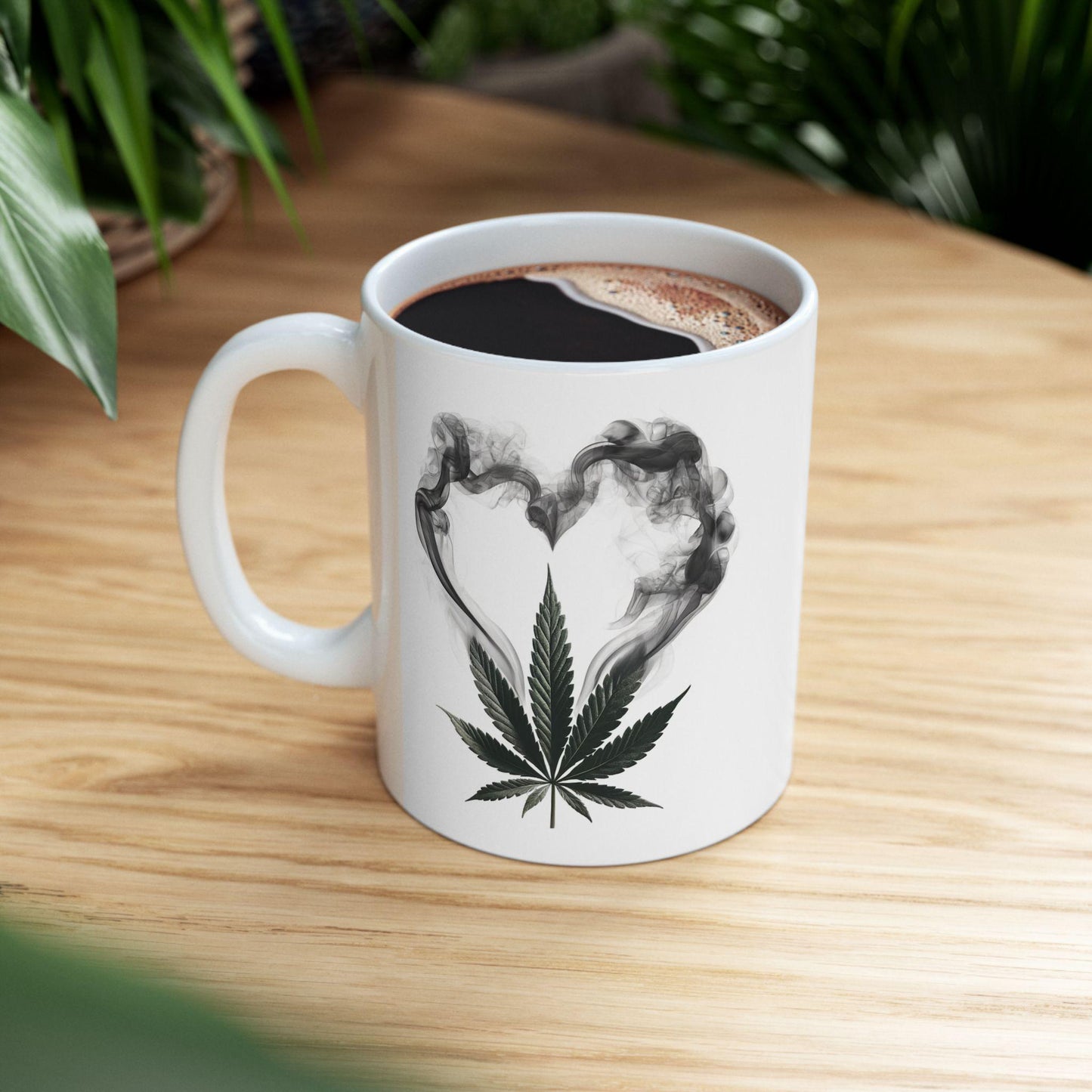 420 SMOKE HEART - Weed Coffee Mug (11oz) - Stoner Gift for Couples, Gift for Girlfriend/Boyfriend; Wake & Bake / 420 Valentines Day Mug