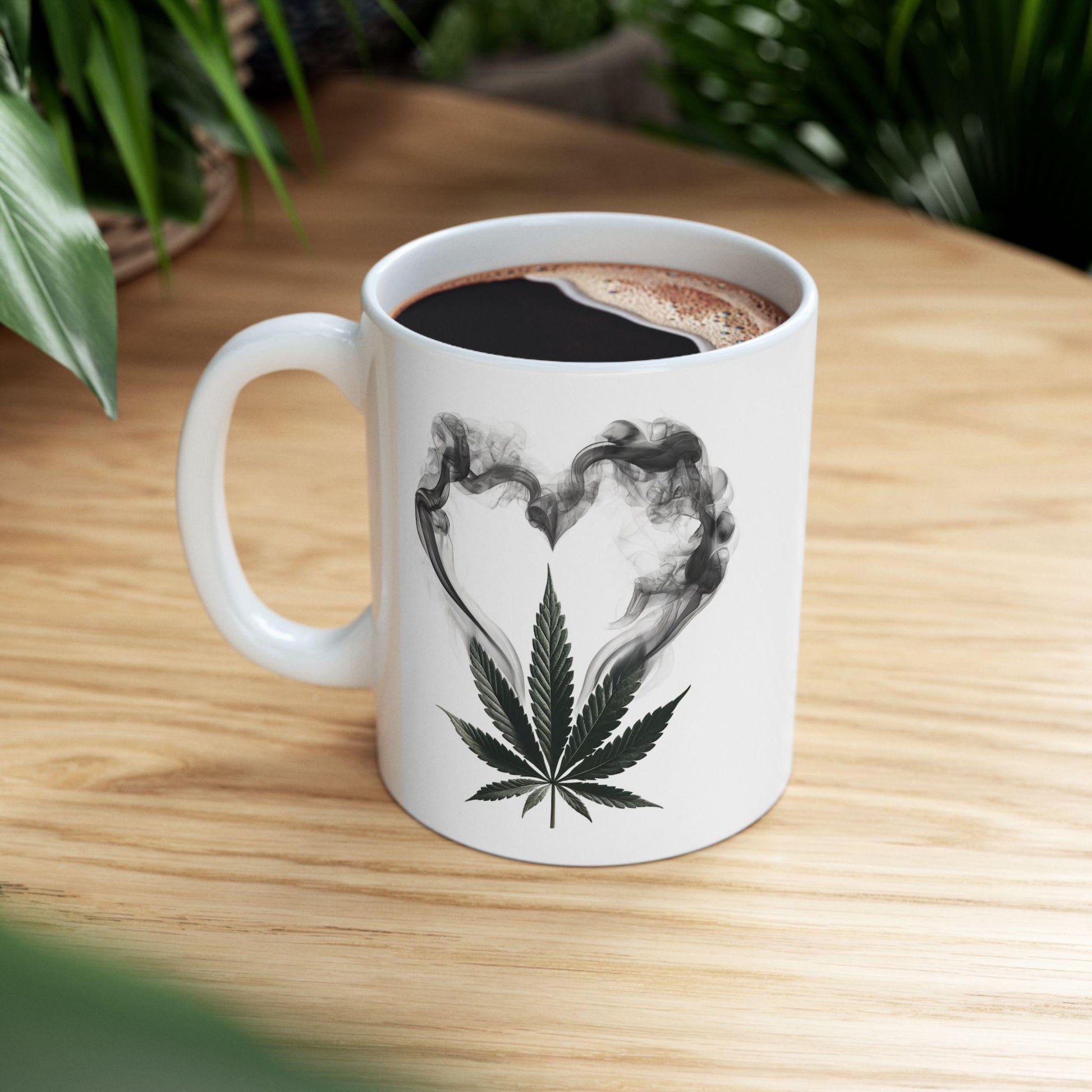420 SMOKE HEART - Weed Coffee Mug (11oz) - Stoner Gift for Couples, Gift for Girlfriend/Boyfriend; Wake & Bake / 420 Valentines Day Mug