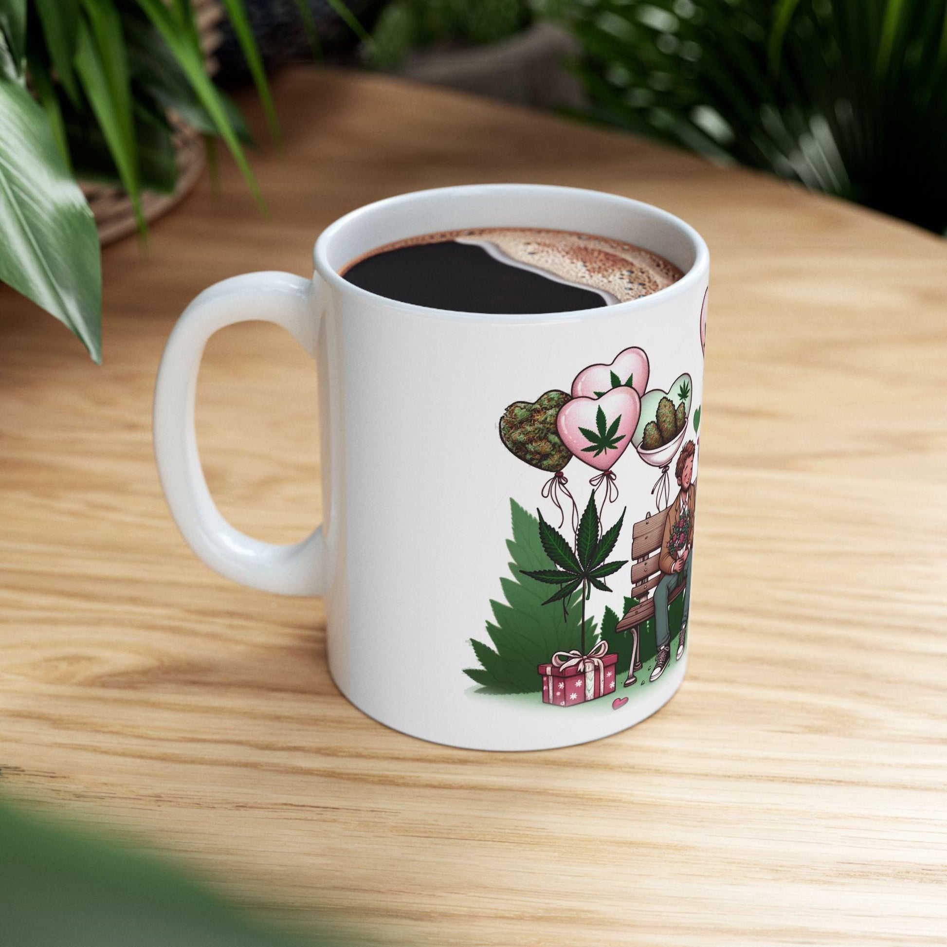 420 VALENTINES DAY - Weed Coffee Mug (11oz) - Stoner Gift for Couples, Gift for Girlfriend/Boyfriend; Wake & Bake / Stoner Valentine Day Mug