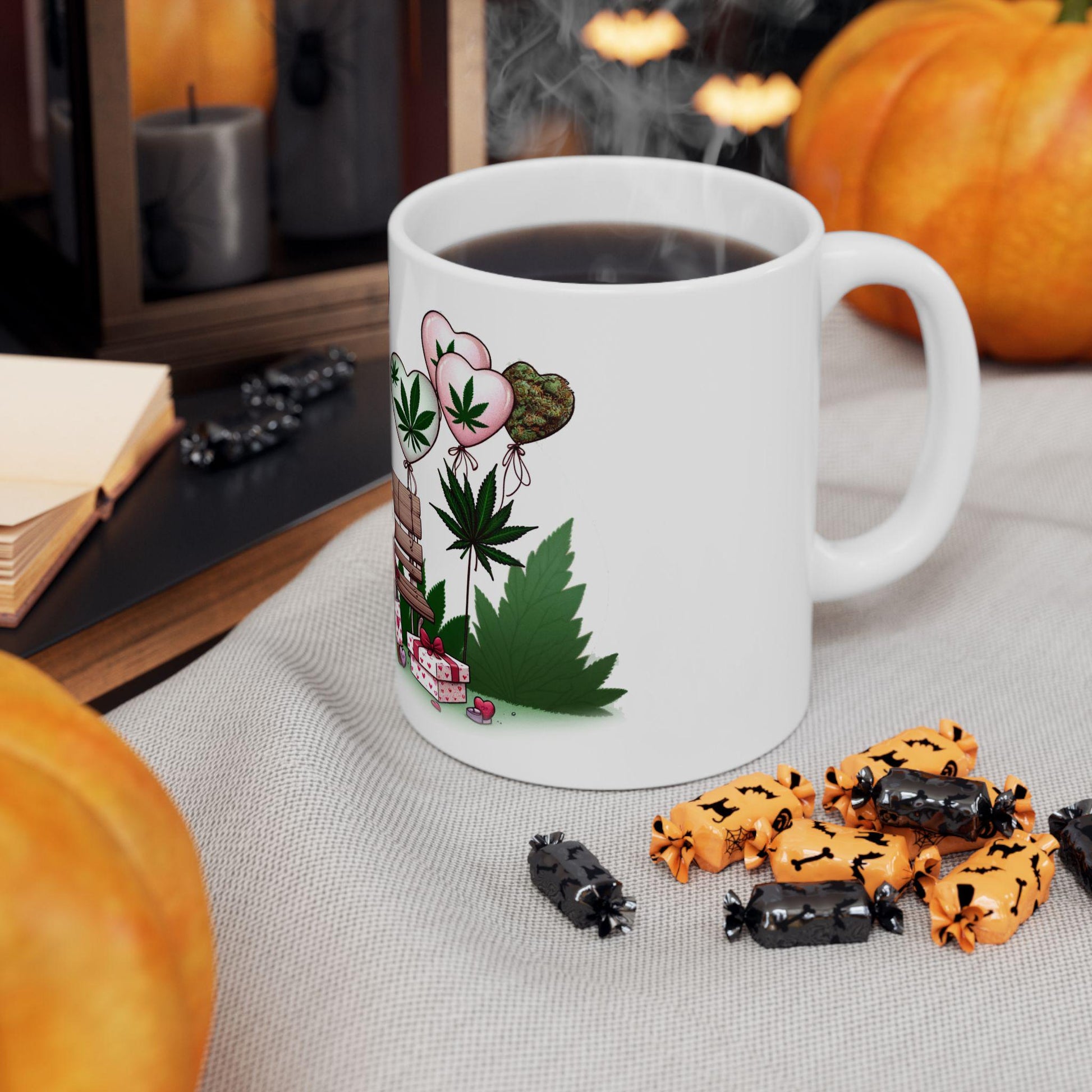 420 VALENTINES DAY - Weed Coffee Mug (11oz) - Stoner Gift for Couples, Gift for Girlfriend/Boyfriend; Wake & Bake / Stoner Valentine Day Mug