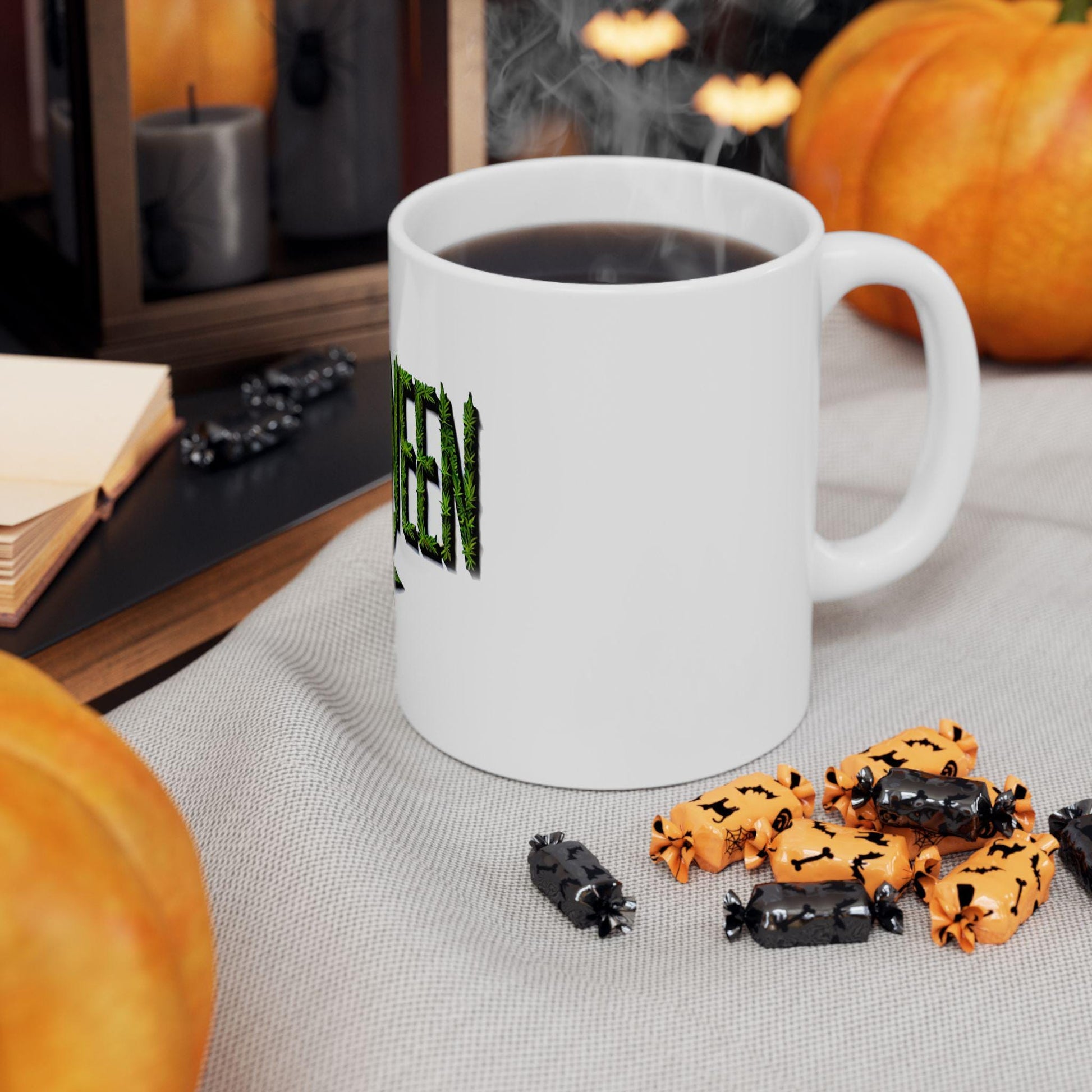 420 HALLOWEEN - Weed Coffee Mug (11oz) - Halloween Gift for Weed Smokers, Stoners, Growers; Wake & Bake / 420 Mug, Weed / Marijuana Gift