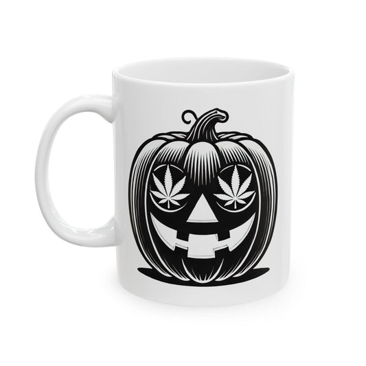 420 PUMPKIN MUG - Weed Coffee Mug (11oz) - Halloween Gift for Weed Smokers, Stoners, Growers; Wake & Bake / 420 Mug, Weed / Marijuana Gift