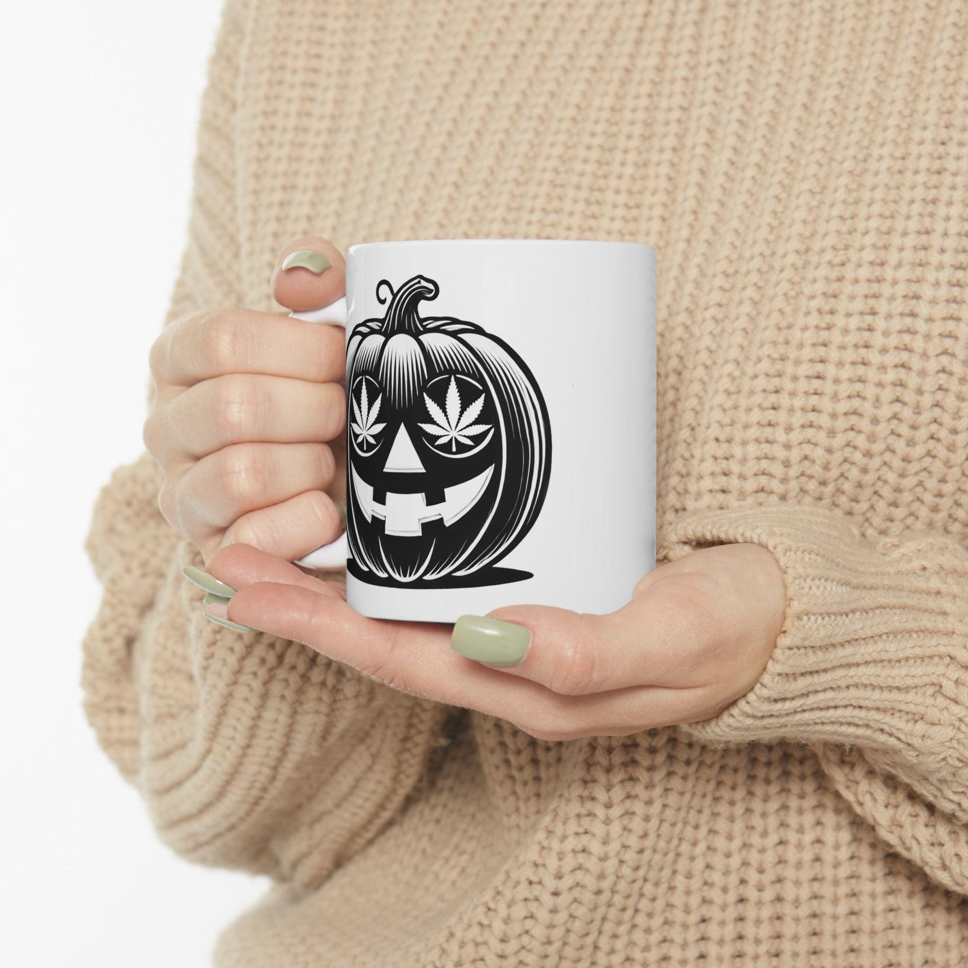 420 PUMPKIN MUG - Weed Coffee Mug (11oz) - Halloween Gift for Weed Smokers, Stoners, Growers; Wake & Bake / 420 Mug, Weed / Marijuana Gift