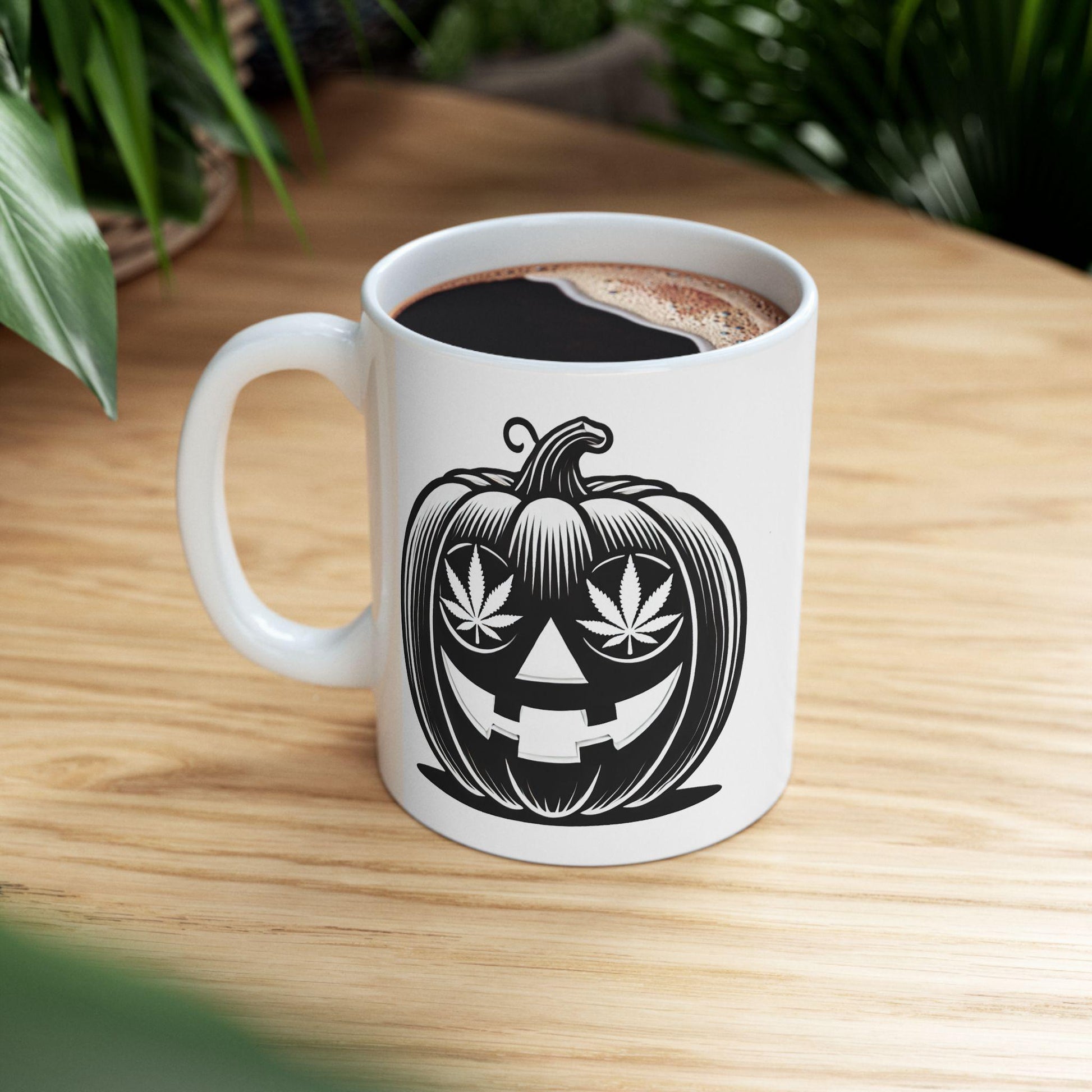 420 PUMPKIN MUG - Weed Coffee Mug (11oz) - Halloween Gift for Weed Smokers, Stoners, Growers; Wake & Bake / 420 Mug, Weed / Marijuana Gift