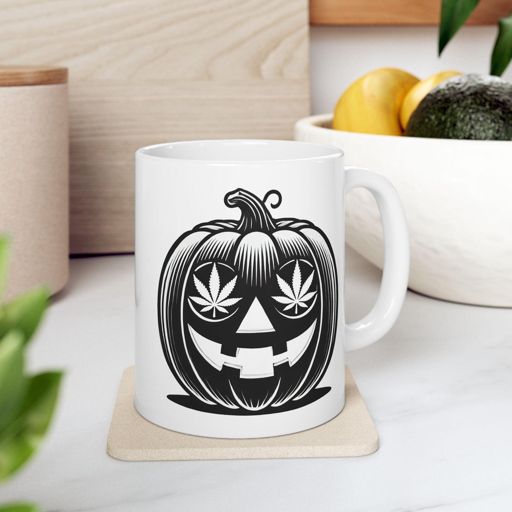420 PUMPKIN MUG - Weed Coffee Mug (11oz) - Halloween Gift for Weed Smokers, Stoners, Growers; Wake & Bake / 420 Mug, Weed / Marijuana Gift
