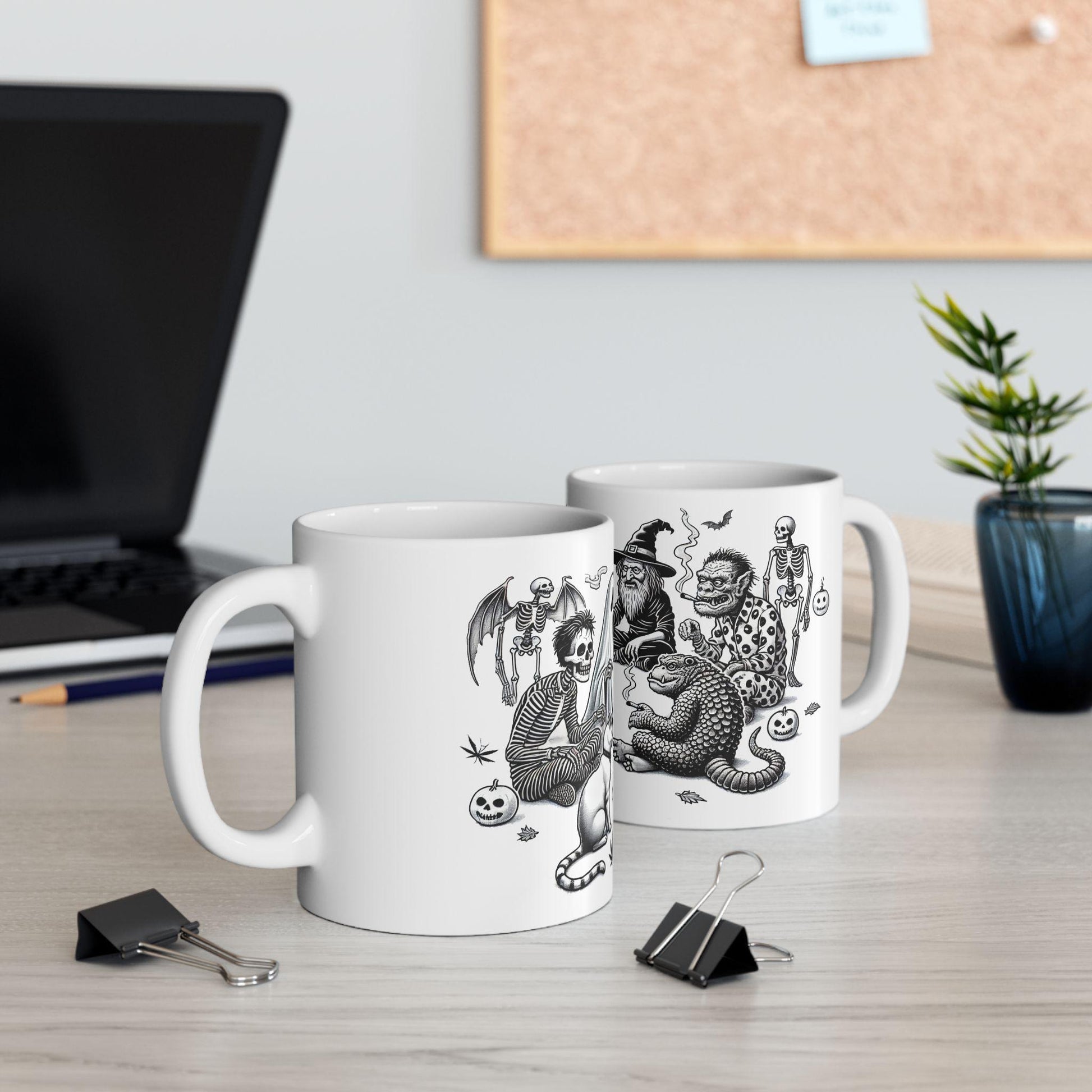 HALLOWEEN SMOKE CIRCLE - Weed Coffee Mug (11oz) - Halloween Gift for Weed Smokers, Stoners, Growers; Wake & Bake / 420 Mug / Marijuana Gift