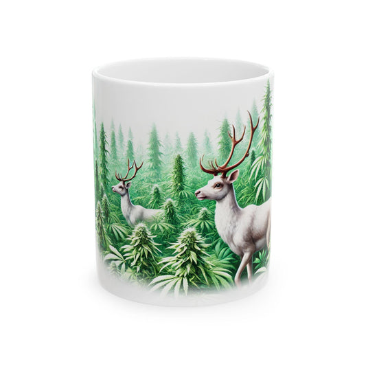 WEED REINDEER - Weed Coffee Mug (11oz) - Christmas Gift for Weed Smokers, Stoners, Growers; Wake & Bake / 420 Mug, Weed / Christmas Mug