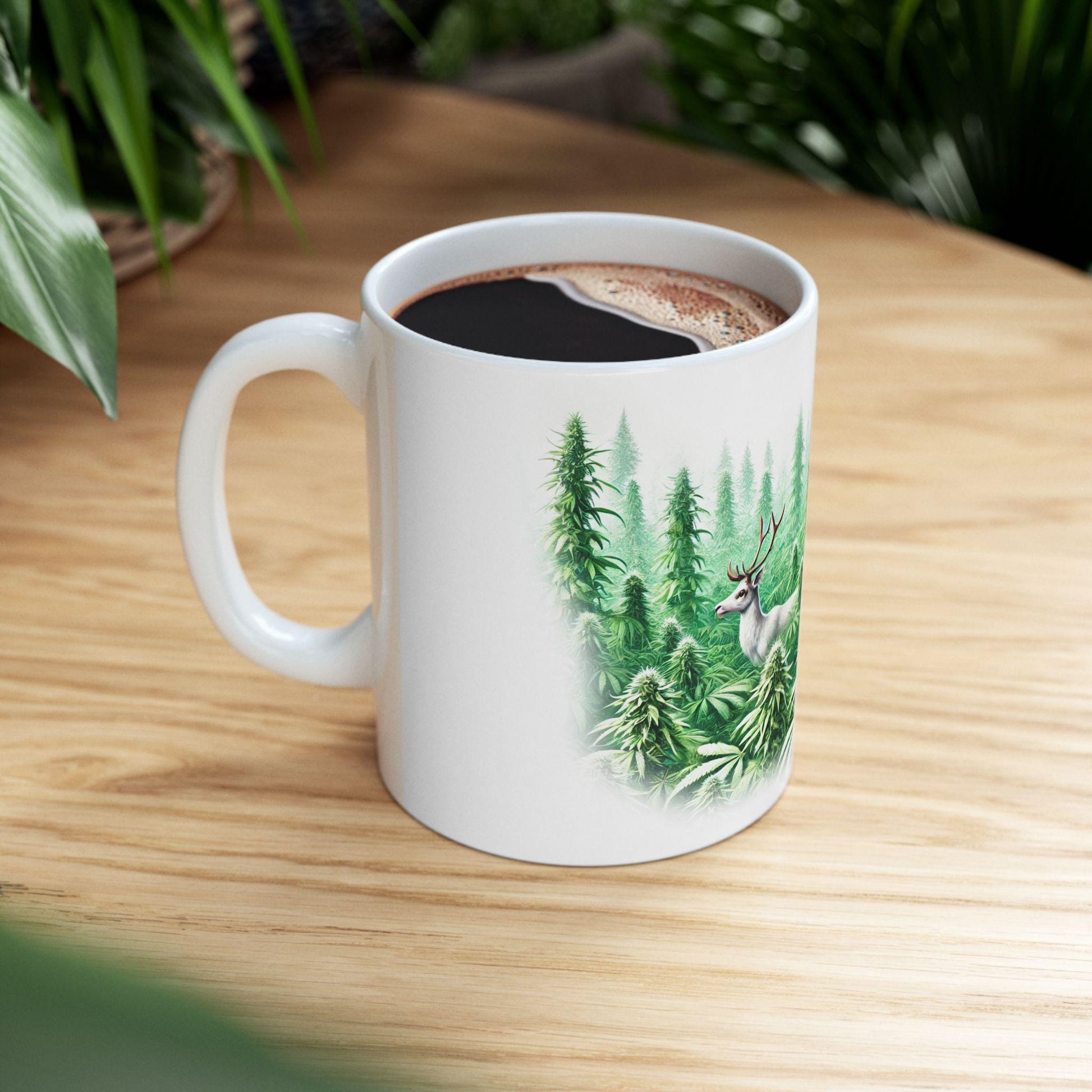 WEED REINDEER - Weed Coffee Mug (11oz) - Christmas Gift for Weed Smokers, Stoners, Growers; Wake & Bake / 420 Mug, Weed / Christmas Mug