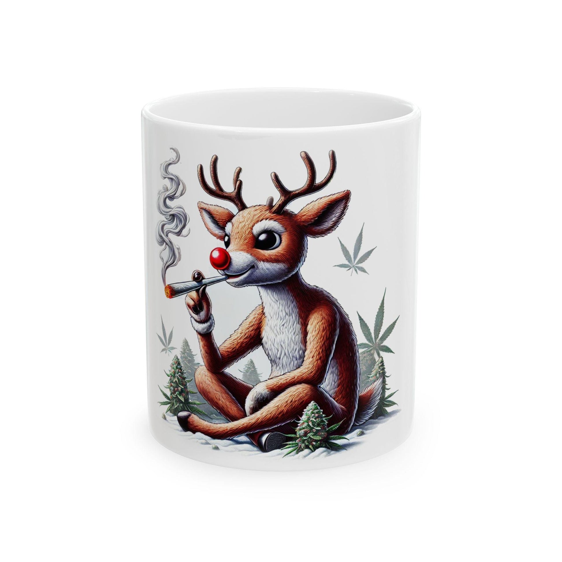 STONER RUDOLPH - Weed Coffee Mug (11oz) - Christmas Gift for Weed Smokers, Stoners, Growers; Wake & Bake / 420 Mug, Weed / Christmas Mug