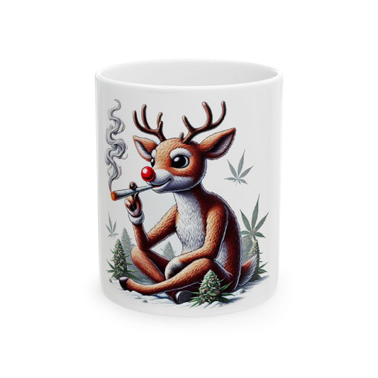 STONER RUDOLPH - Weed Coffee Mug (11oz) - Christmas Gift for Weed Smokers, Stoners, Growers; Wake & Bake / 420 Mug, Weed / Christmas Mug