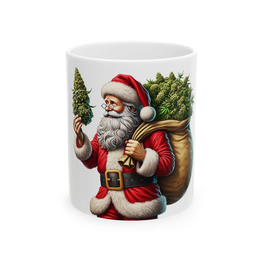 WEED SANTA - Weed Coffee Mug (11oz) - Christmas Gift for Weed Smokers, Stoners, Growers; Wake & Bake / 420 Mug, Weed / Christmas Mug